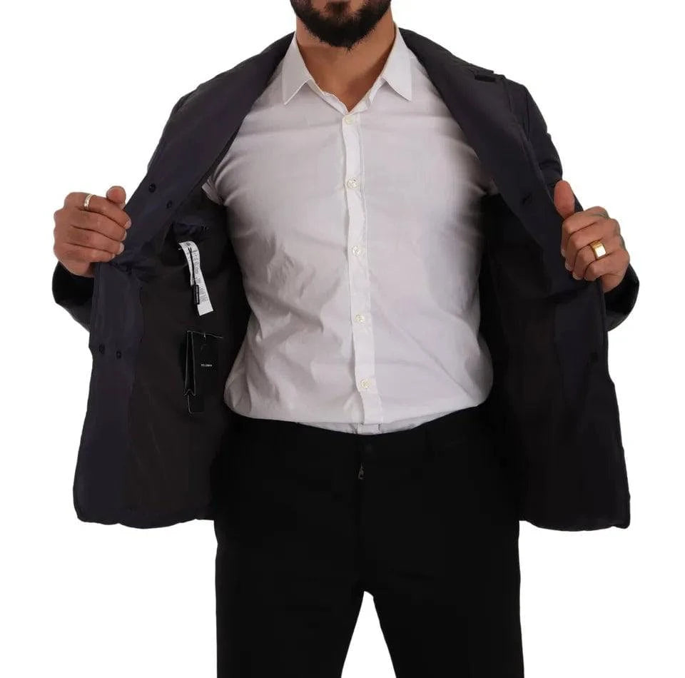 Dolce & Gabbana Elegant Dark Blue Silk Blend Jacket - ACCEXO