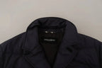 Dolce & Gabbana Elegant Dark Blue Silk Blend Jacket - ACCEXO