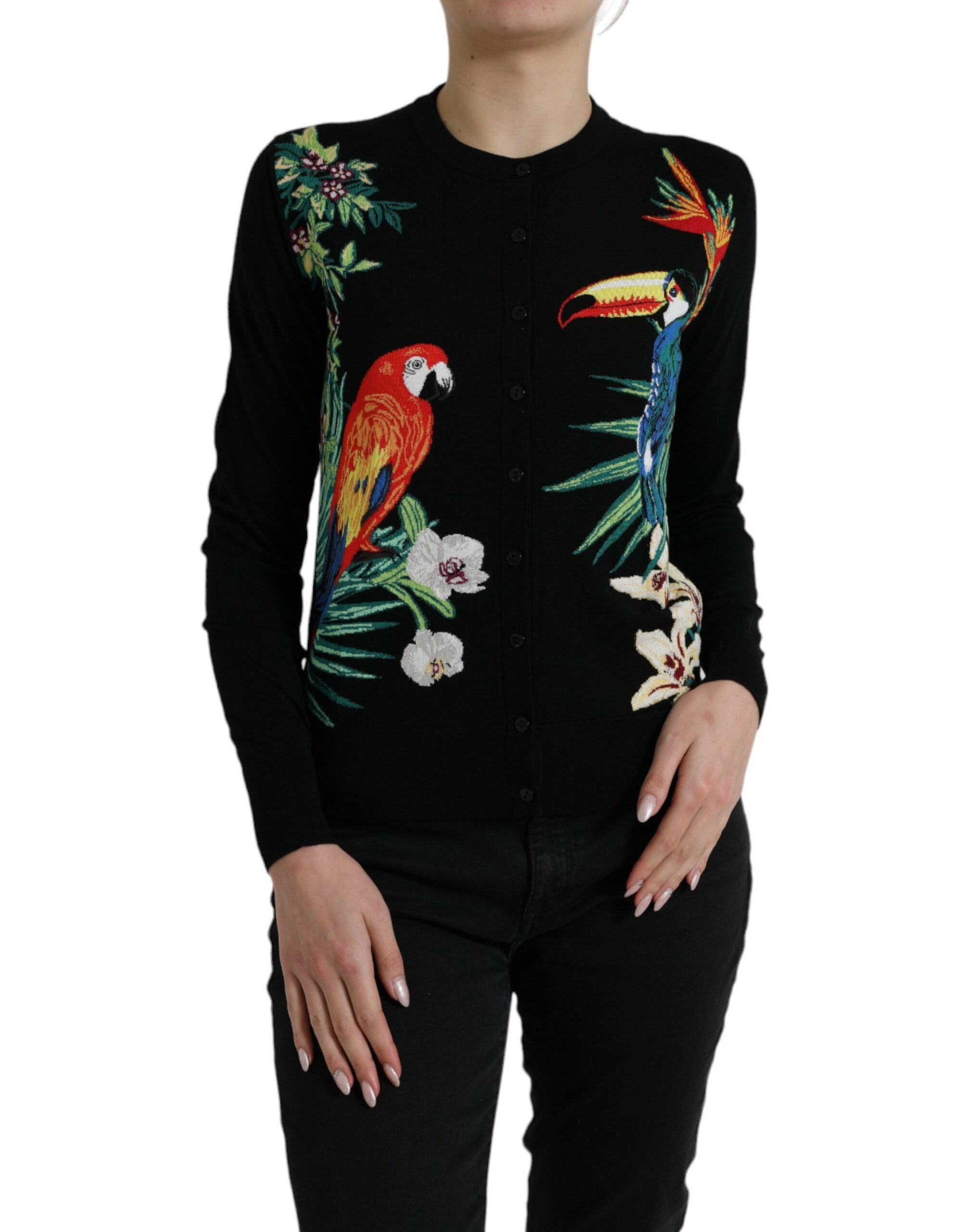 Dolce & Gabbana Elegant Wool Silk Printed Cardigan Sweater - ACCEXO
