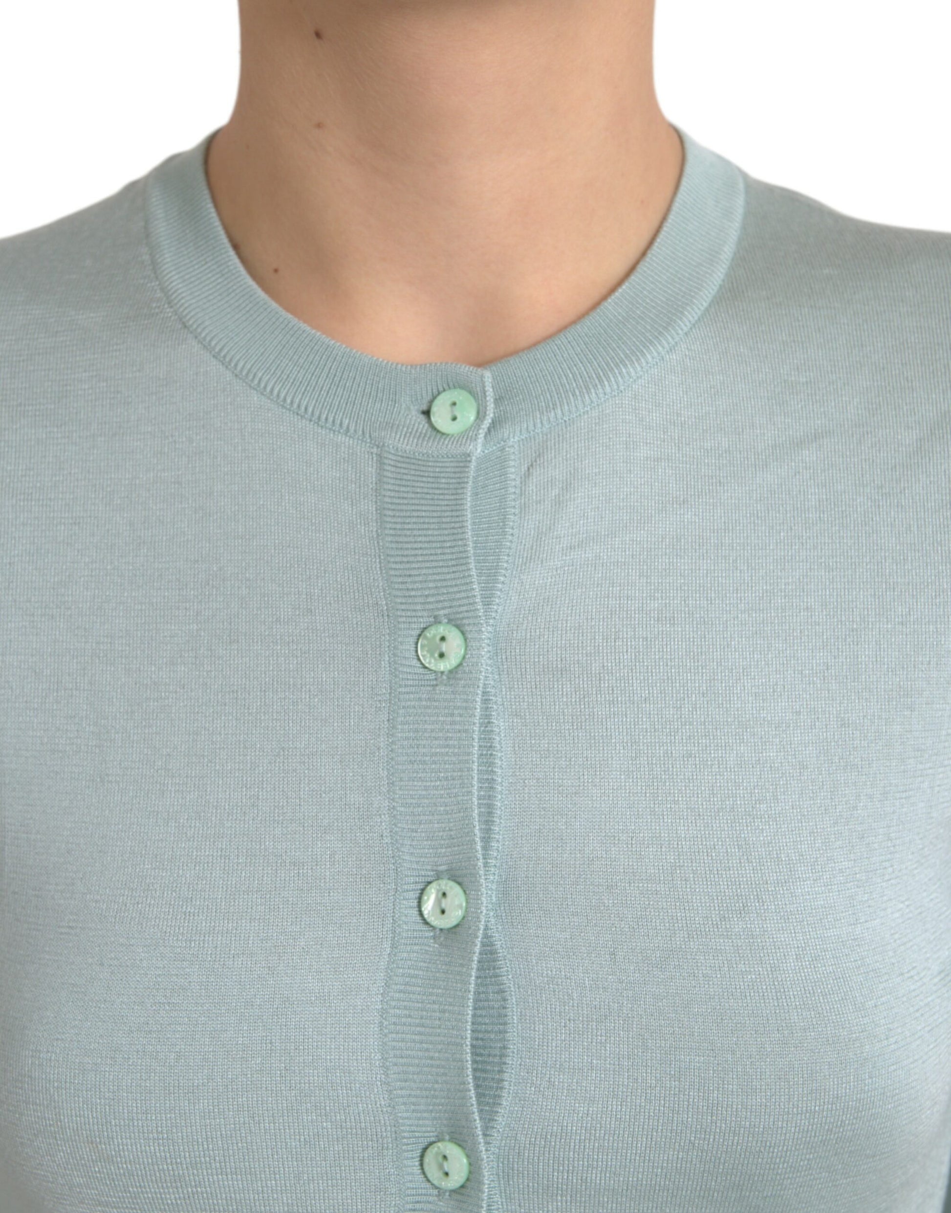 Dolce & Gabbana Elegant Light Blue Silk Cardigan - ACCEXO