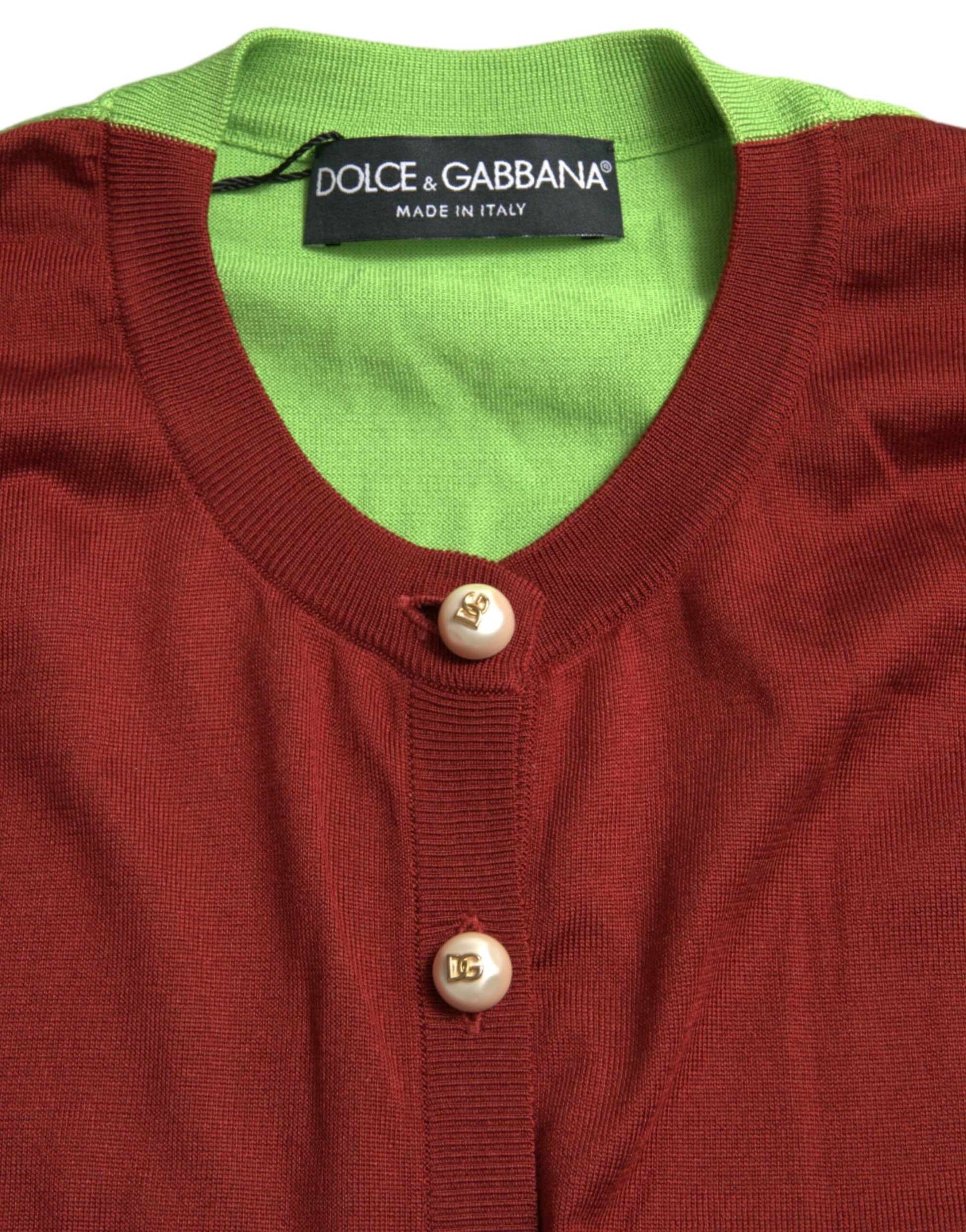 Dolce & Gabbana Elegant Silk Cardigan Sweater in Vibrant Tones - ACCEXO