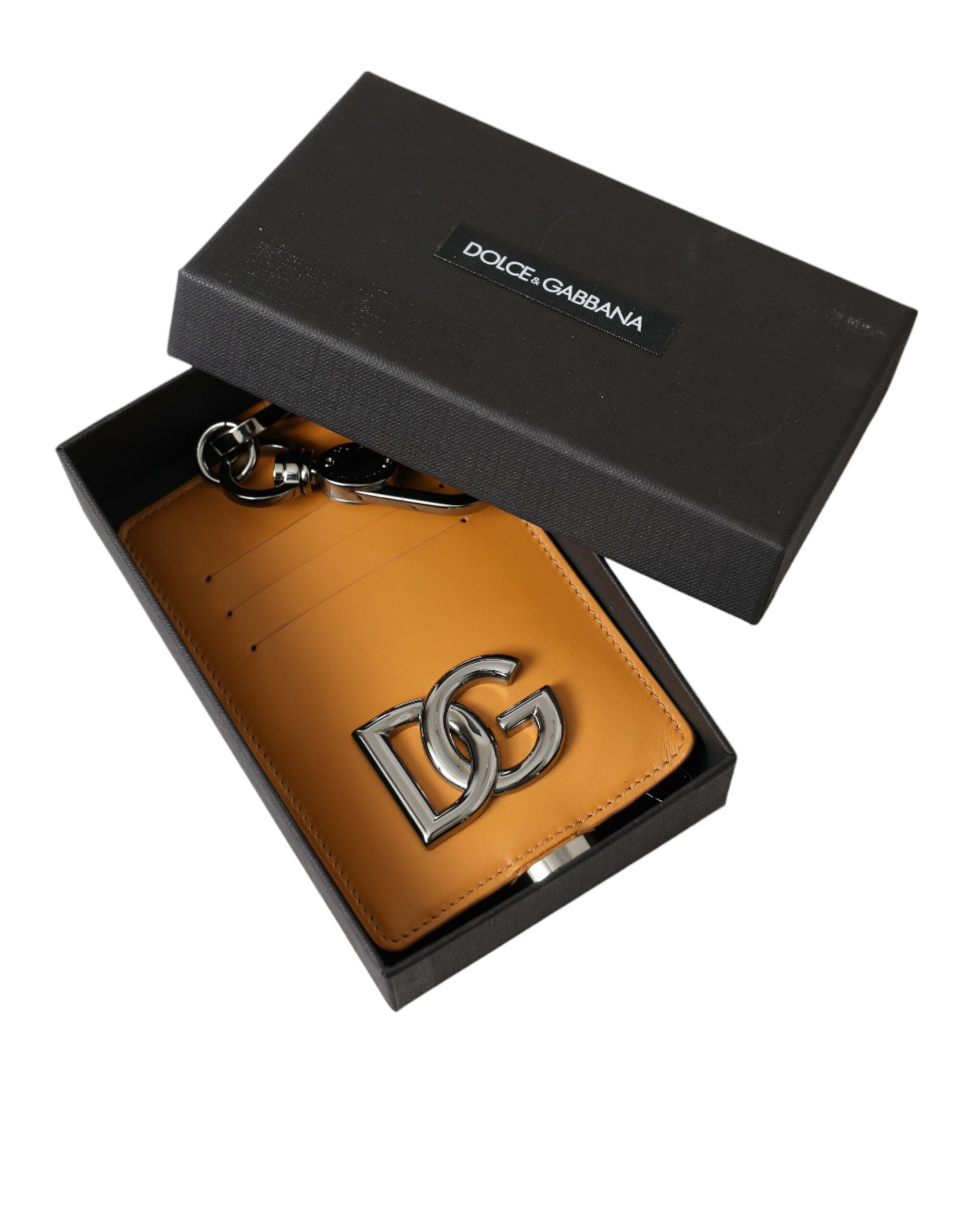 Dolce & Gabbana Elegant Orange Calf Leather Card Holder - ACCEXO