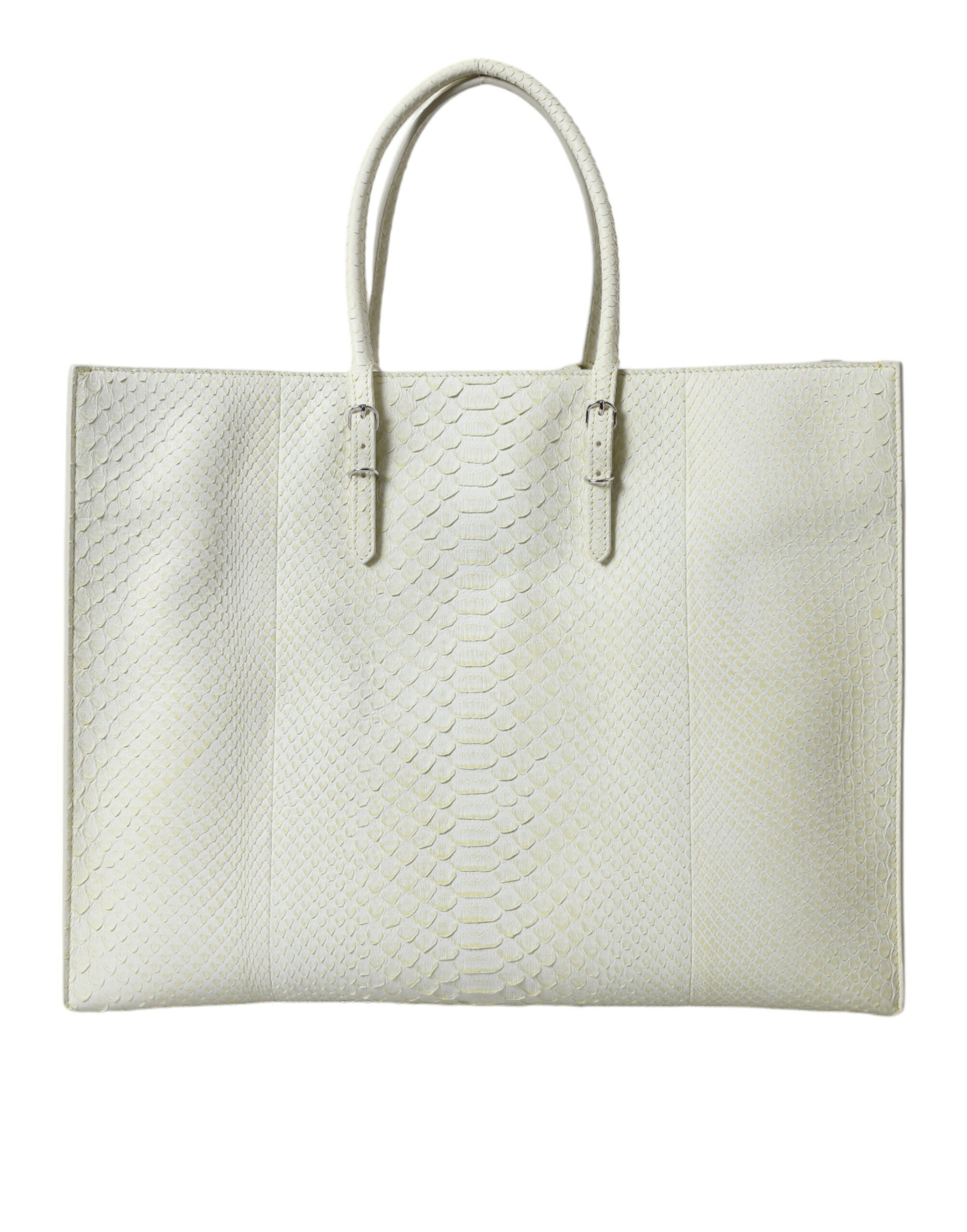 Balenciaga Chic Python Leather Tote in White & Yellow - ACCEXO