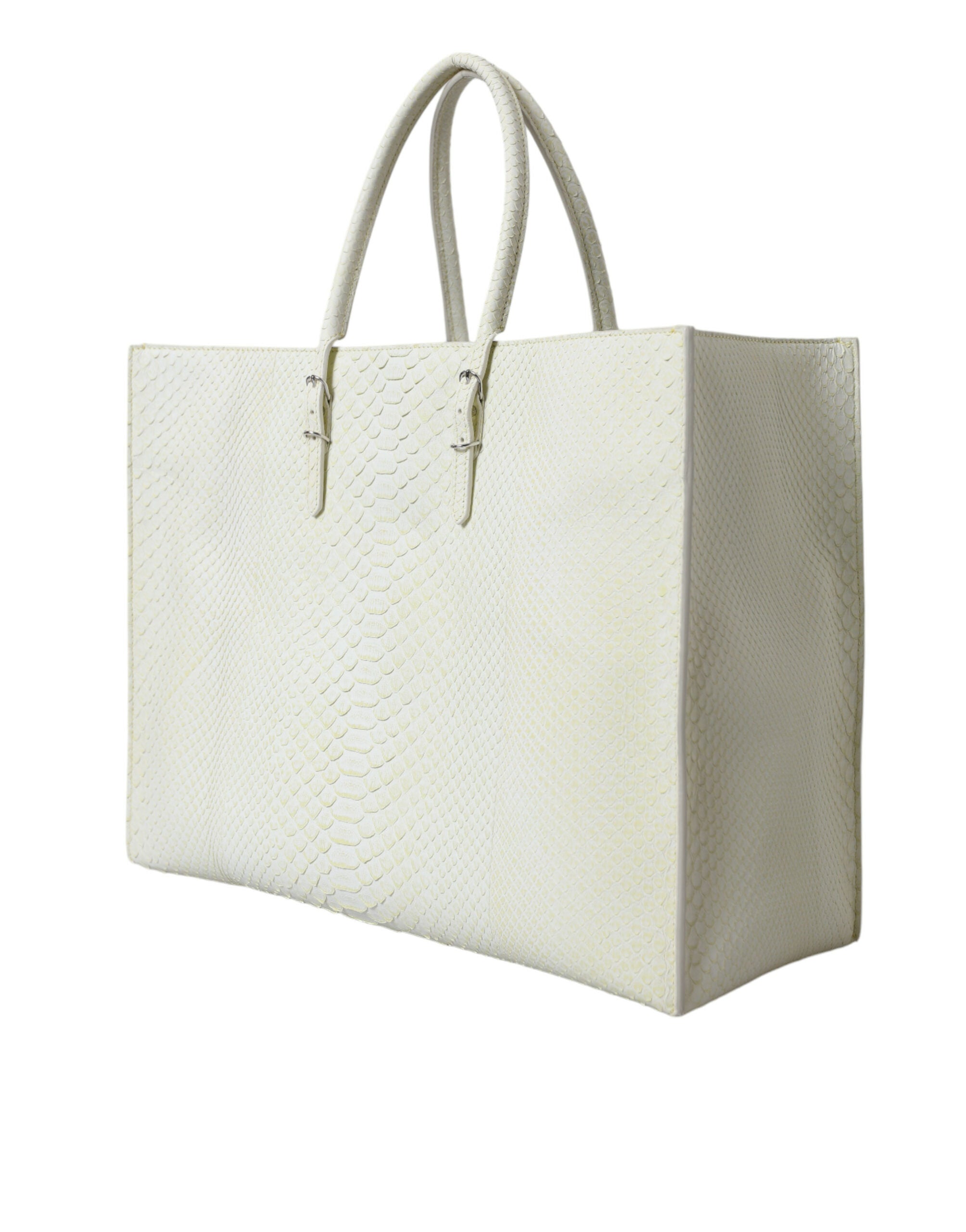 Balenciaga Chic Python Leather Tote in White & Yellow - ACCEXO