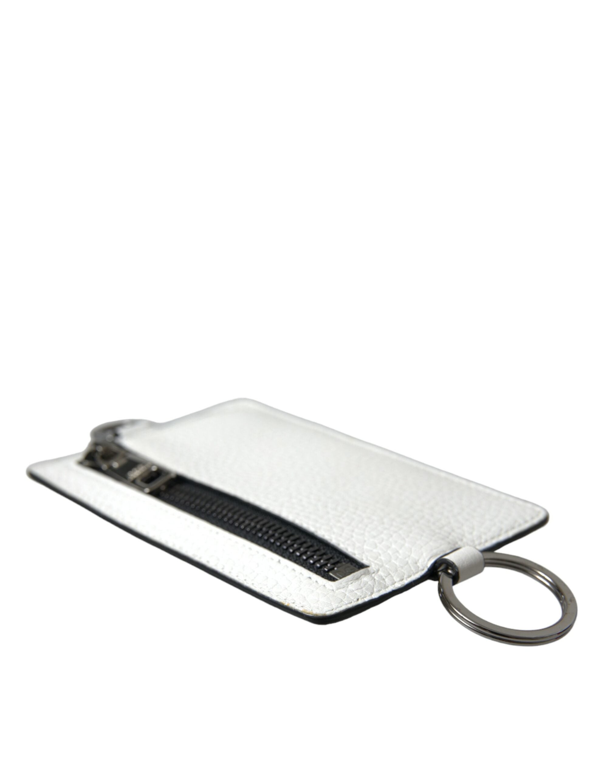 Dolce & Gabbana White Calf Leather Lanyard Logo Card Holder Wallet - ACCEXO