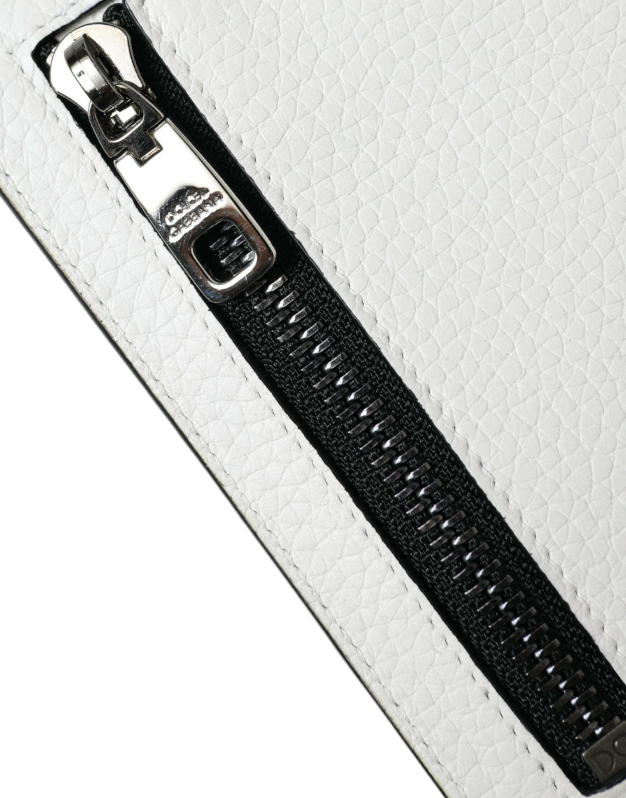 Dolce & Gabbana White Calf Leather Lanyard Logo Card Holder Wallet - ACCEXO