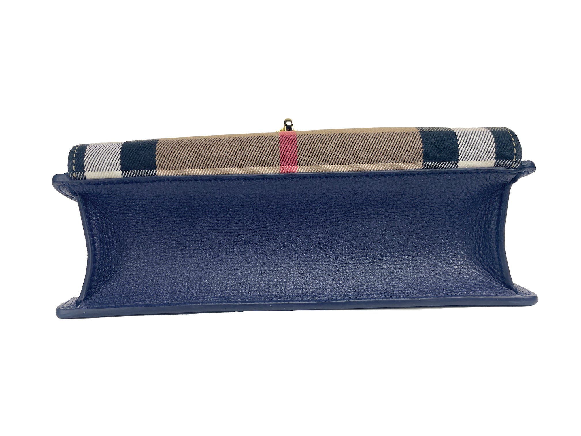 Burberry Macken Small Regency Blue House Check Leather Crossbody Bag - ACCEXO