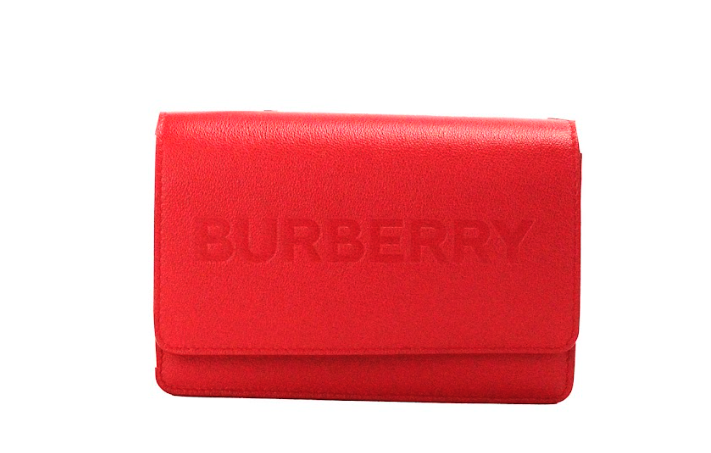 Burberry Hampshire Small Red Embossed Logo Smooth Leather Crossbody Bag - ACCEXO