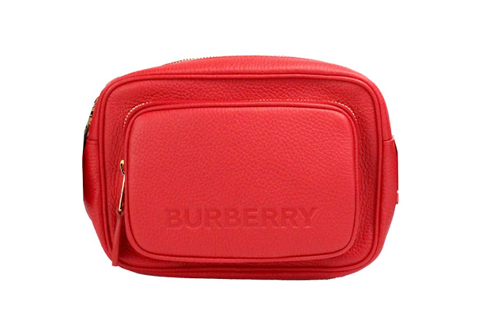 Burberry Small Branded Bright Red Grainy Leather Camera Crossbody Bag - ACCEXO