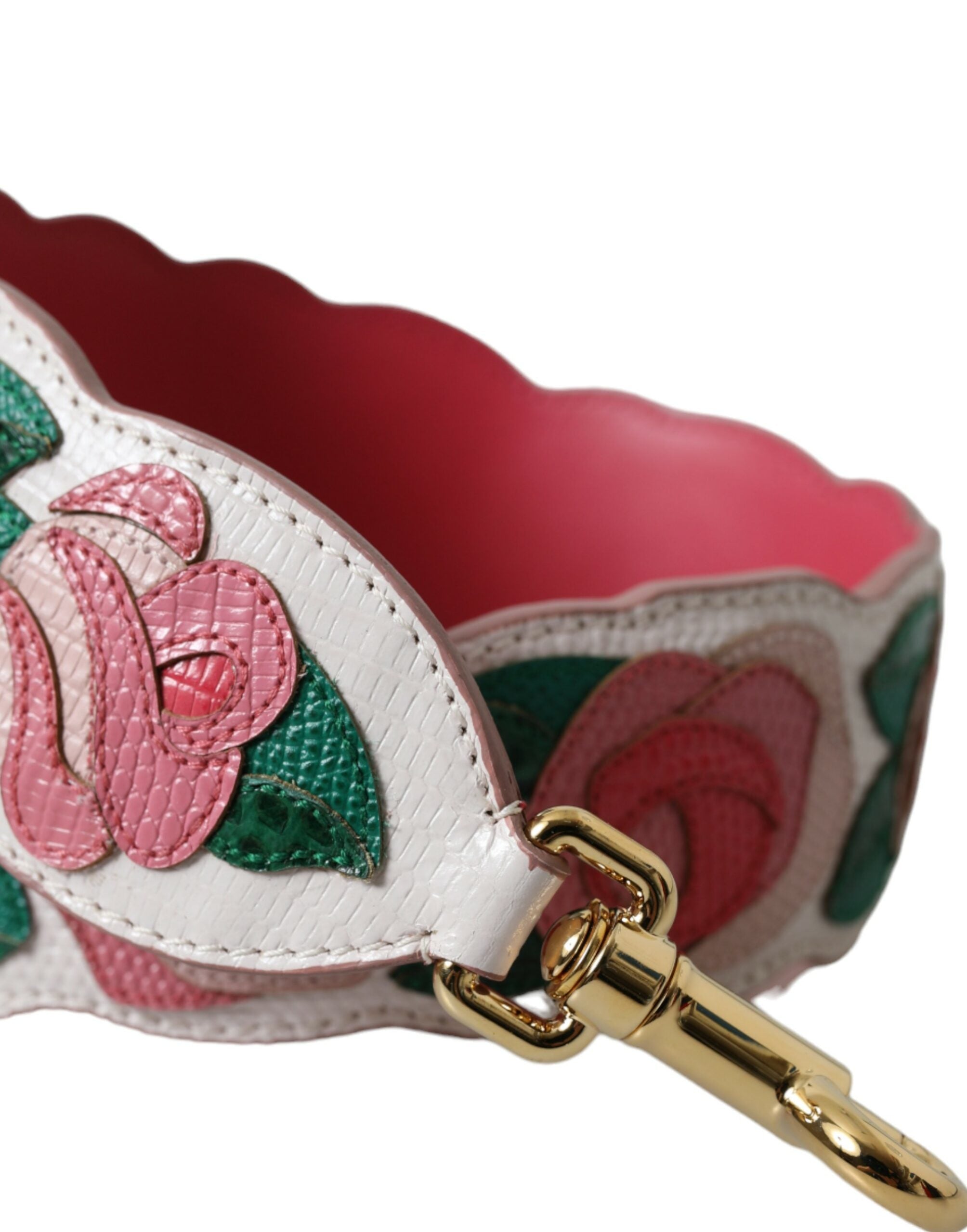 Dolce & Gabbana White Floral Leather Accessory Shoulder Strap - ACCEXO