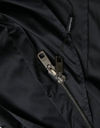 Dolce & Gabbana Black Polyester Hooded Long Windbreaker Jacket - ACCEXO