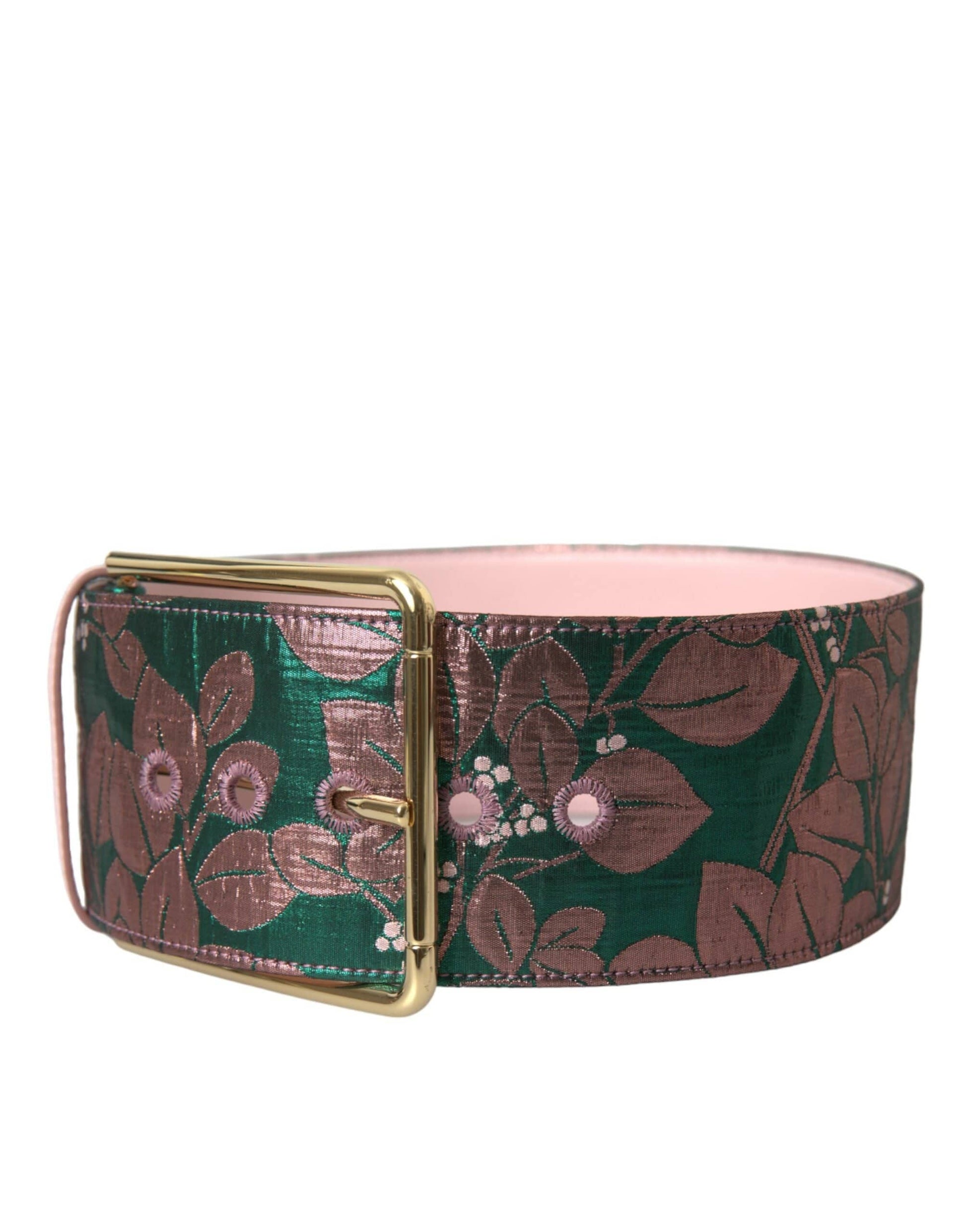 Dolce & Gabbana Multicolor Floral Jacquard Lurex Gold Buckle Belt - ACCEXO