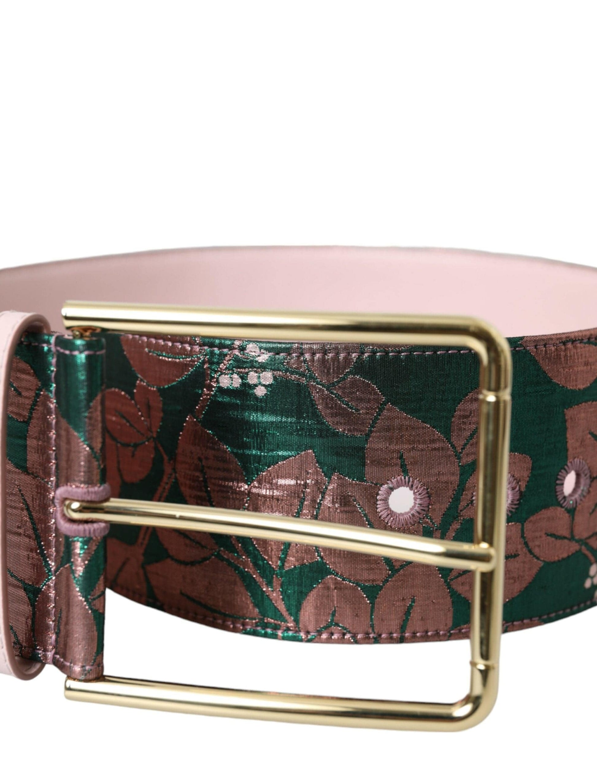 Dolce & Gabbana Multicolor Floral Jacquard Lurex Gold Buckle Belt - ACCEXO
