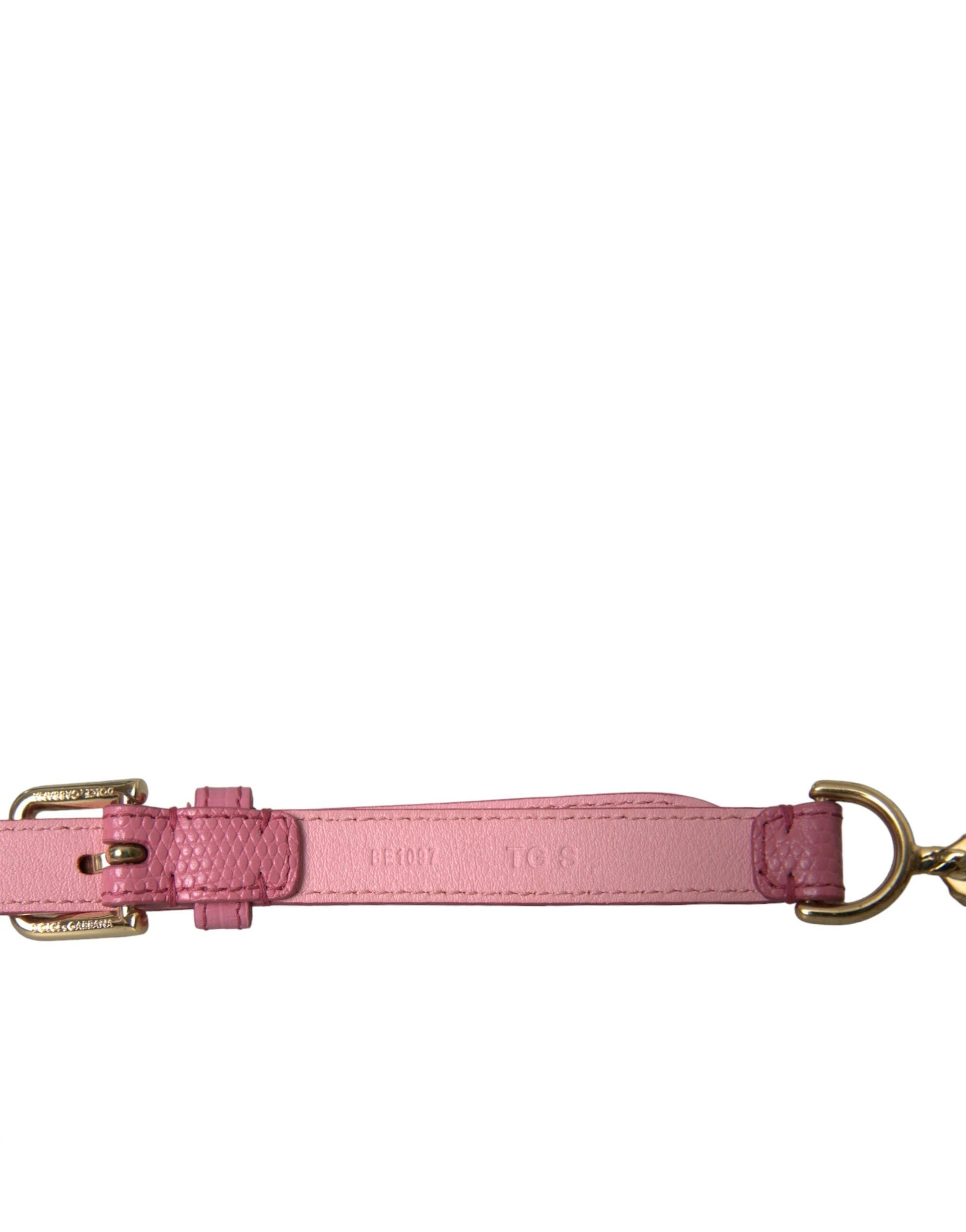 Dolce & Gabbana Pink Leather Crystal Chain Embellished Belt - ACCEXO