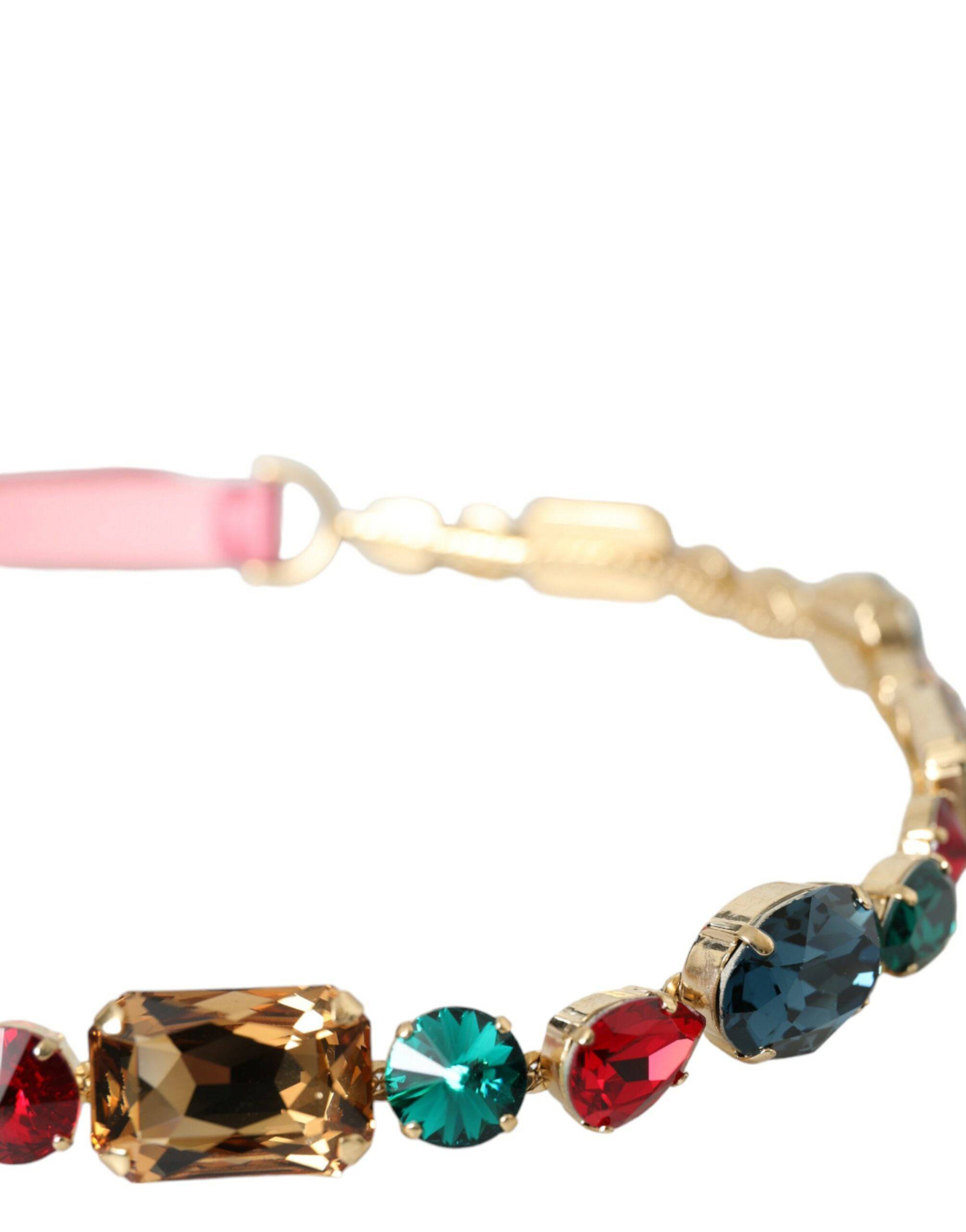 Dolce & Gabbana Pink Leather Crystal Chain Embellished Belt - ACCEXO