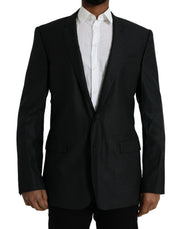 Dolce & Gabbana Dark Gray Wool Notch SingleBreasted Coat Blazer