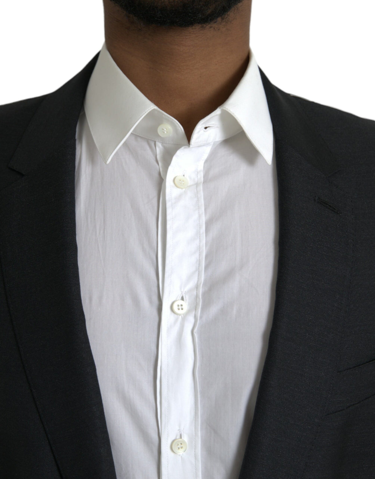 Dolce & Gabbana Dark Gray Wool Notch SingleBreasted Coat Blazer