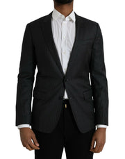 Dolce & Gabbana Dark Gray Stripe MARTINI Single Breasted Coat Blazer