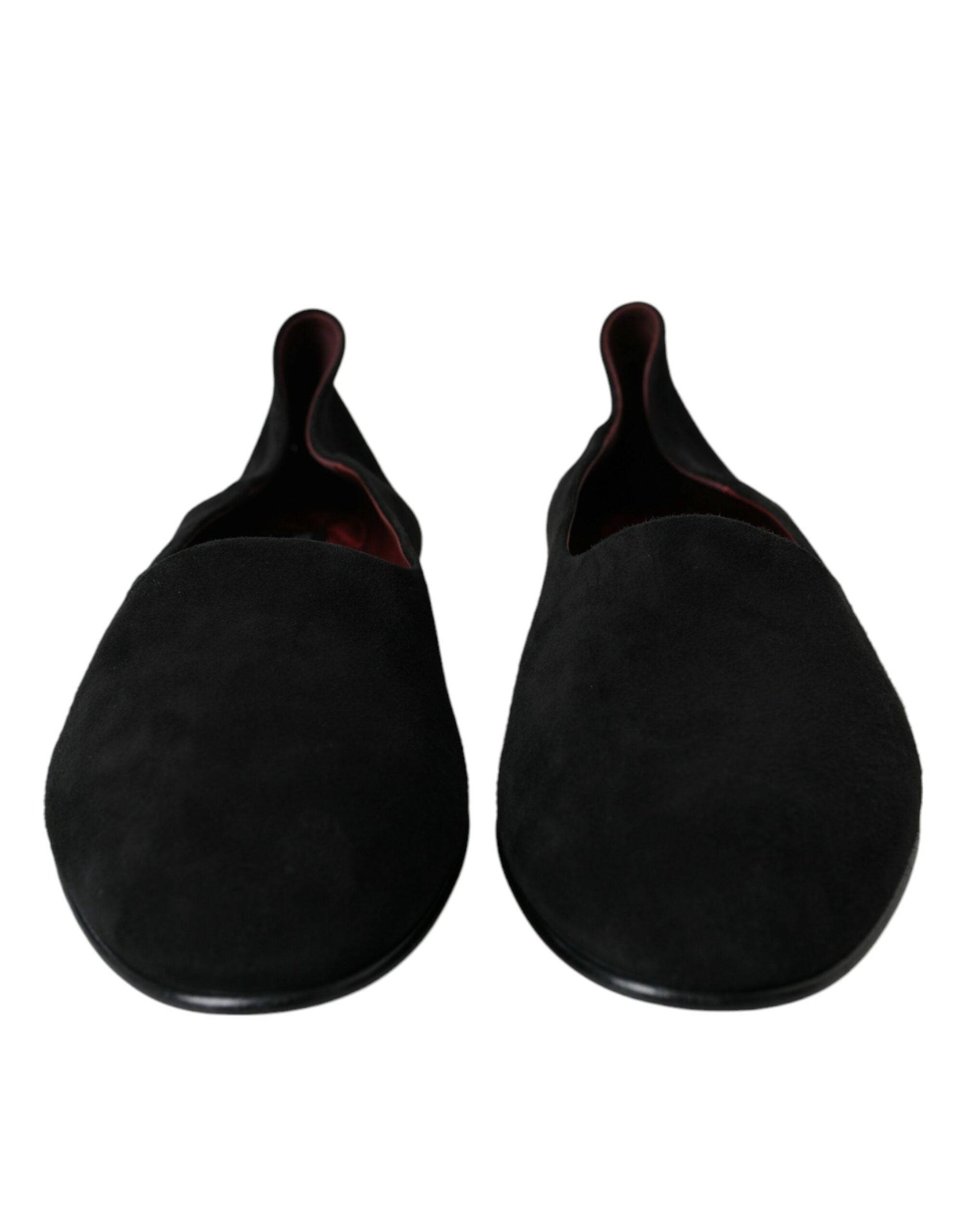 Dolce & Gabbana Black Suede Loafers Formal Dress Slip On Shoes - ACCEXO