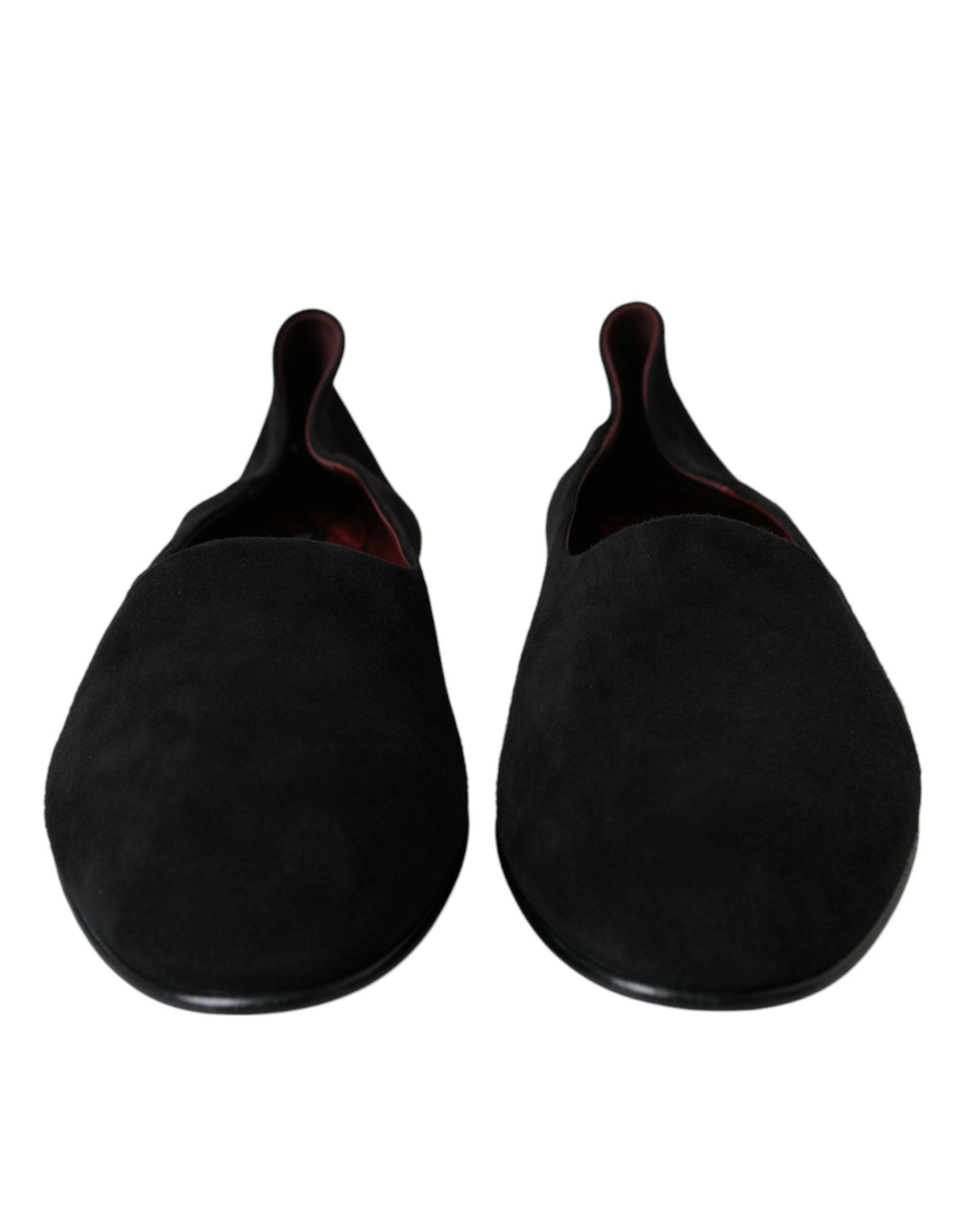 Dolce & Gabbana Black Suede Loafers Formal Dress Slip On Shoes - ACCEXO