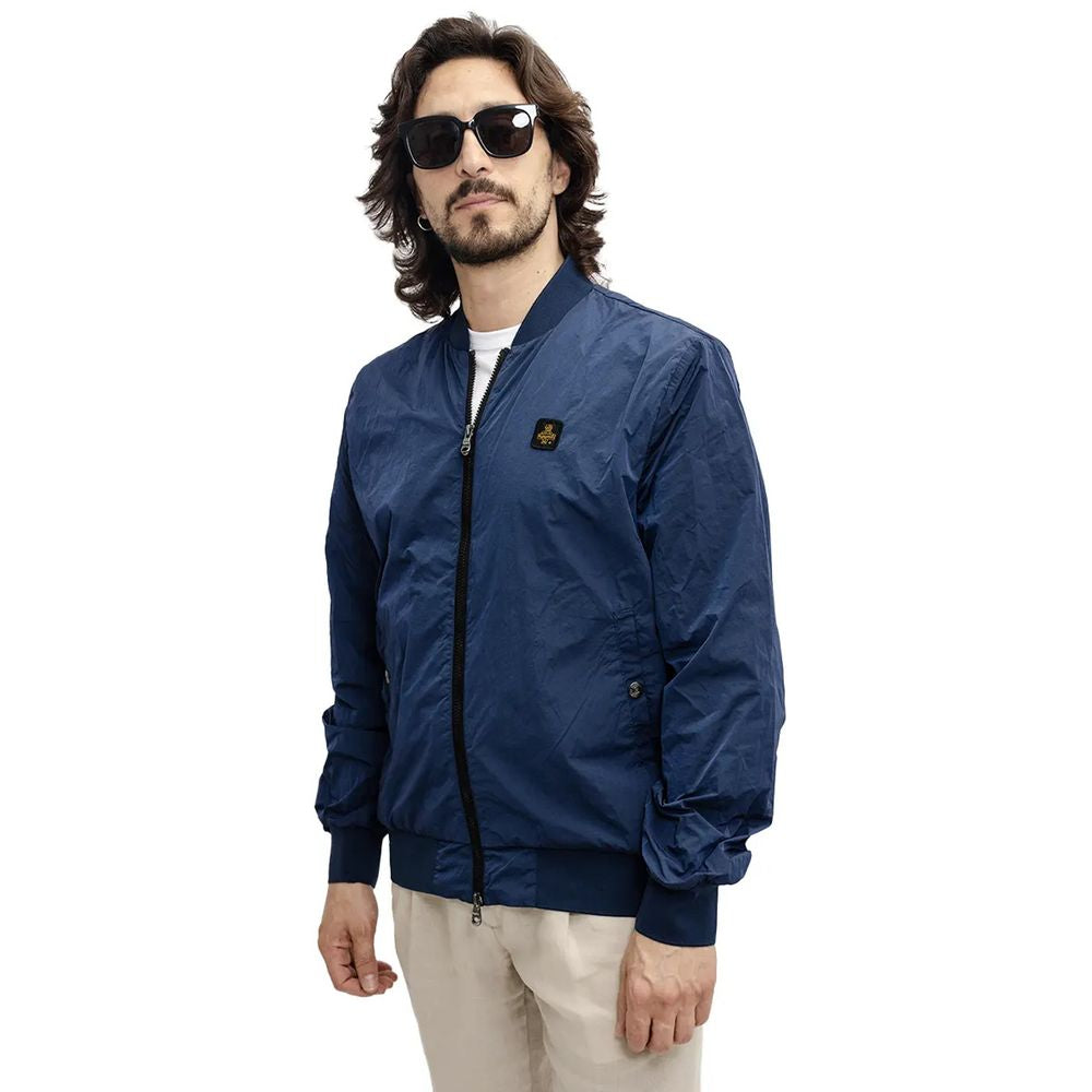 Refrigiwear Elevated Casual Blue Bomber Jacket - ACCEXO
