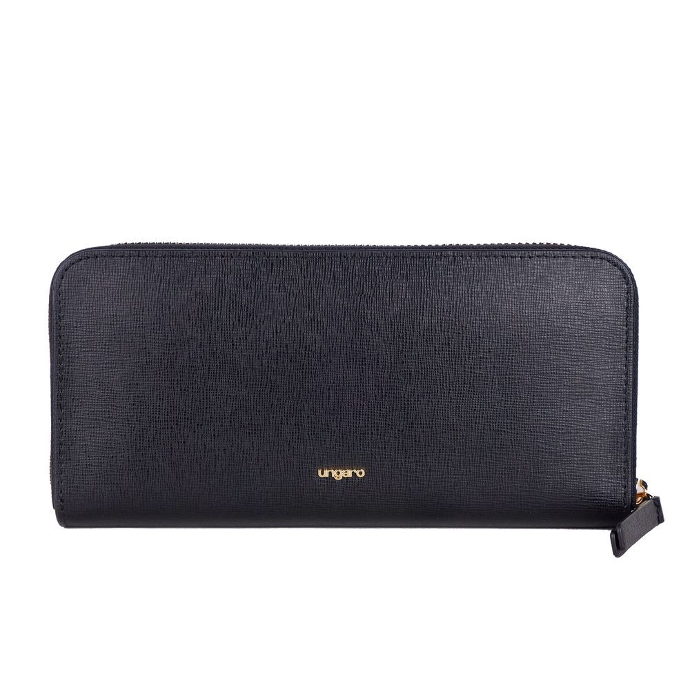 Ungaro Elegant Leather Zippered Wallet in Classic Black - ACCEXO