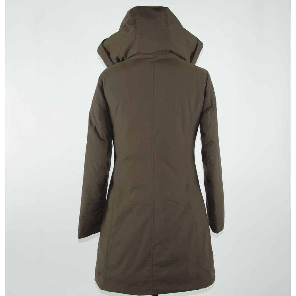 Emilio Romanelli Elegant Brown Polygon Jacket with Hood - ACCEXO