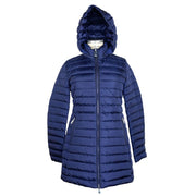Add Elegant Blue Down Puffer Jacket with Hood - ACCEXO