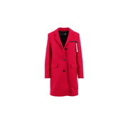 Love Moschino Chic Pink Woolen Coat with Logo Details - ACCEXO