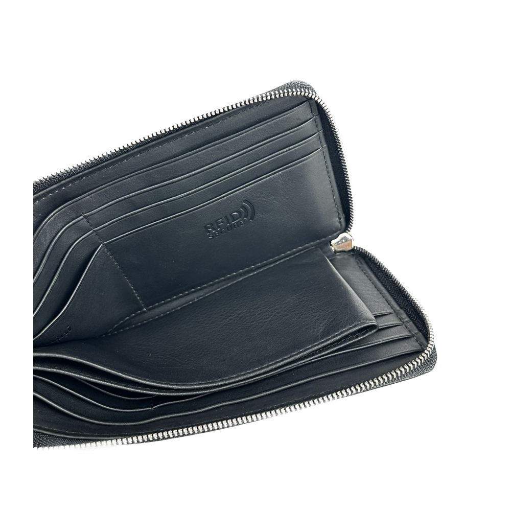 Baldinini Trend Elegant Black Leather Travel Organizer - ACCEXO