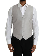 Dolce & Gabbana Light Gray Wool Formal Dress Waistcoat Vest - ACCEXO