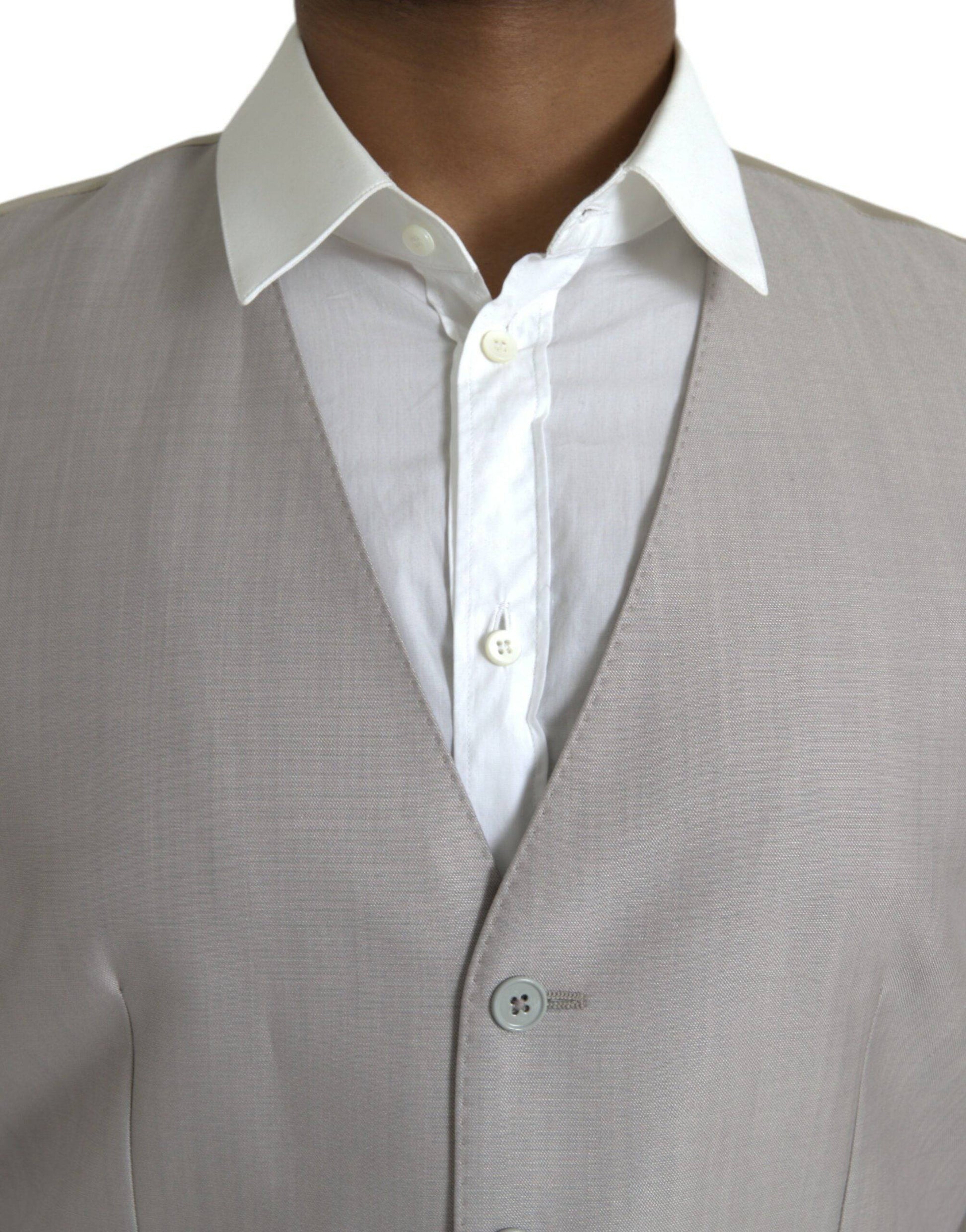 Dolce & Gabbana Light Gray Wool Formal Dress Waistcoat Vest - ACCEXO
