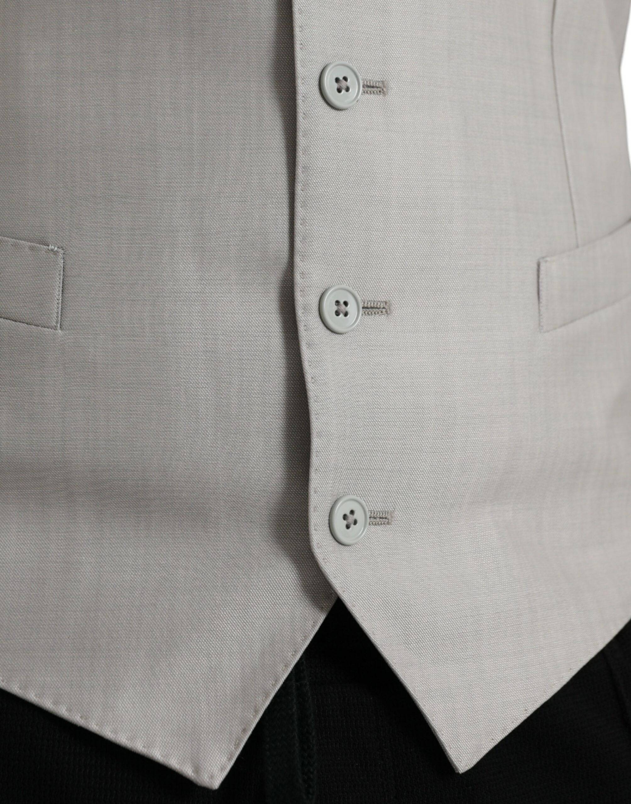 Dolce & Gabbana Light Gray Wool Formal Dress Waistcoat Vest - ACCEXO