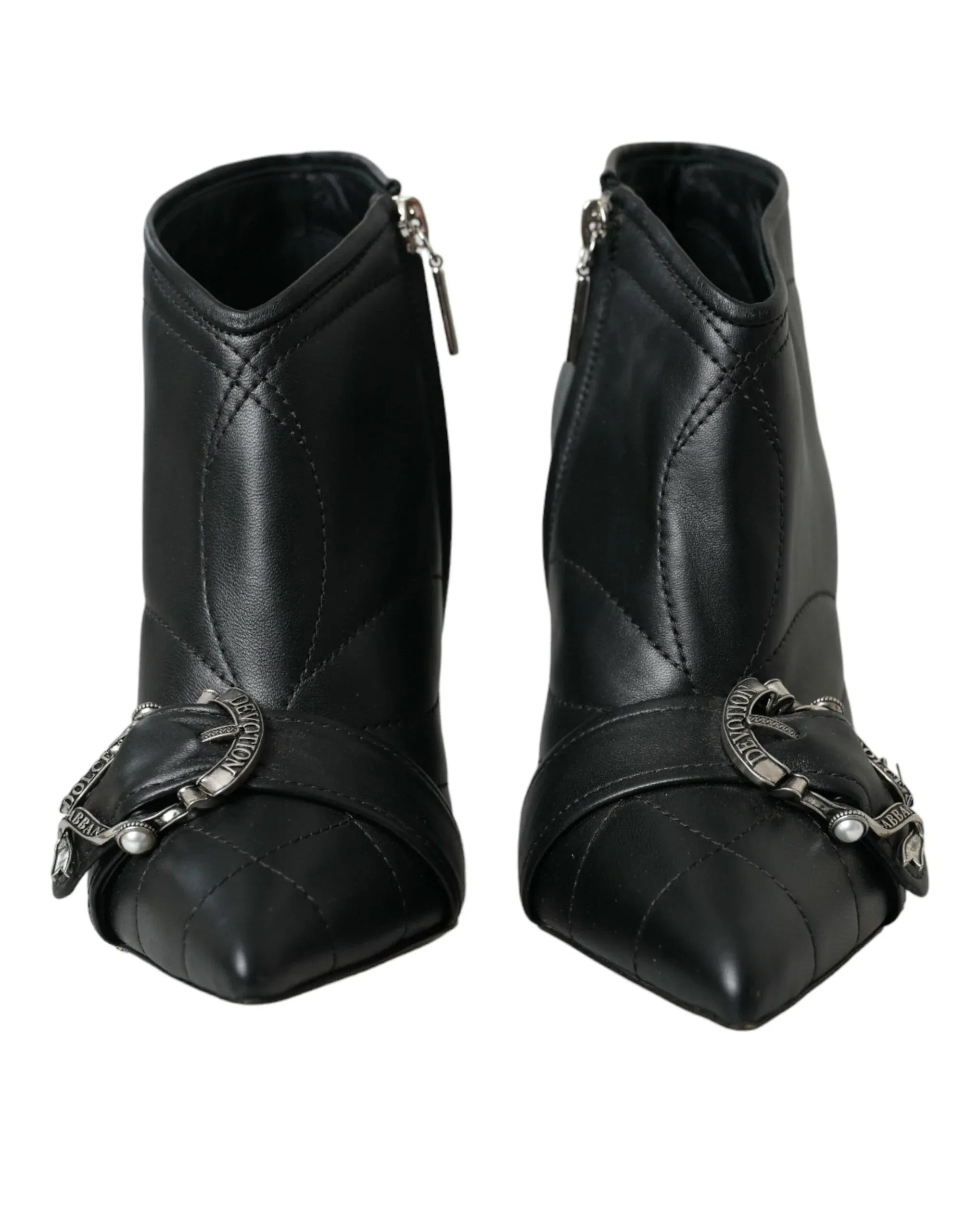 Dolce & Gabbana Black Devotion Quilted Buckled Boots Shoes - Zachava