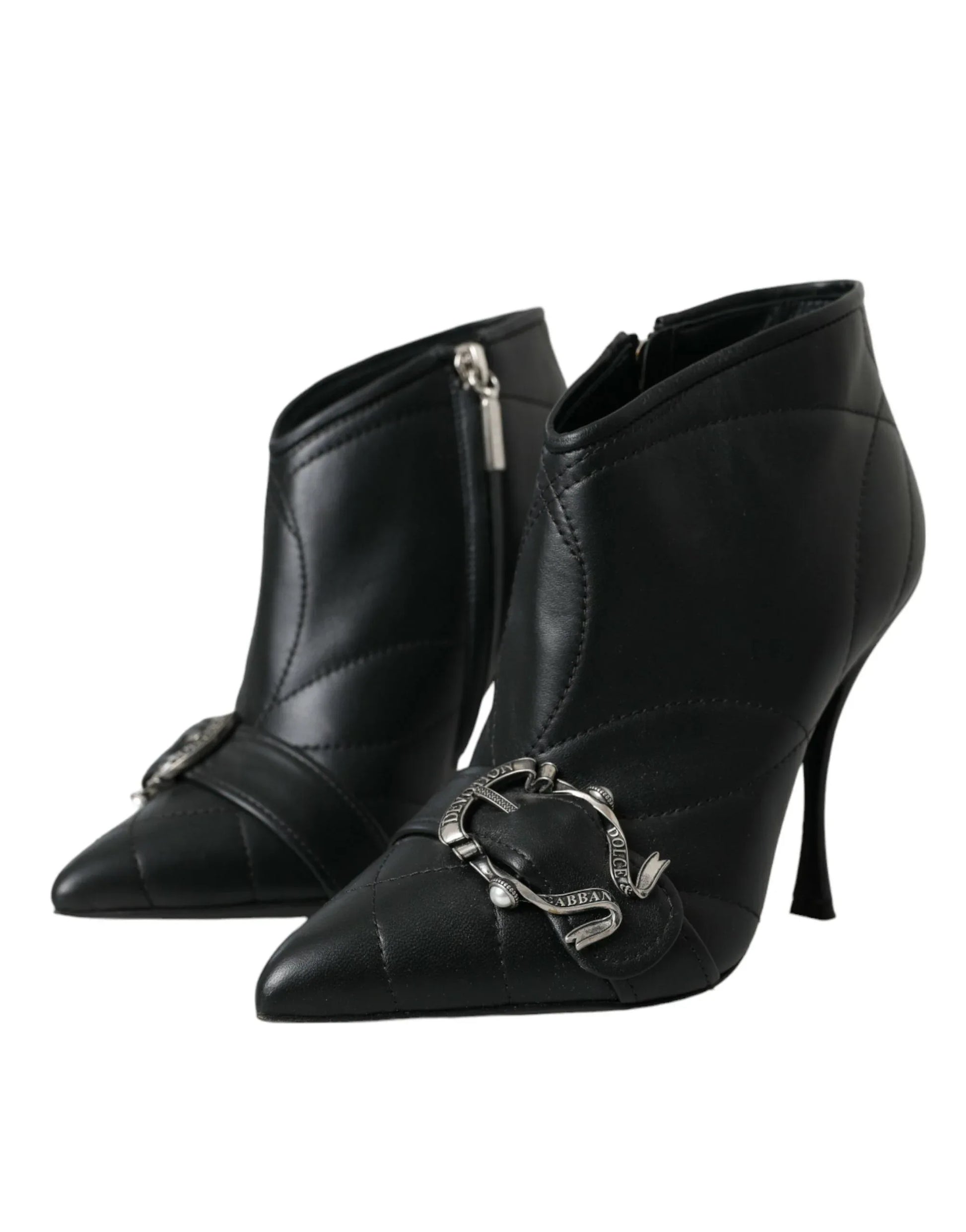 Dolce & Gabbana Black Devotion Quilted Buckled Boots Shoes - Zachava