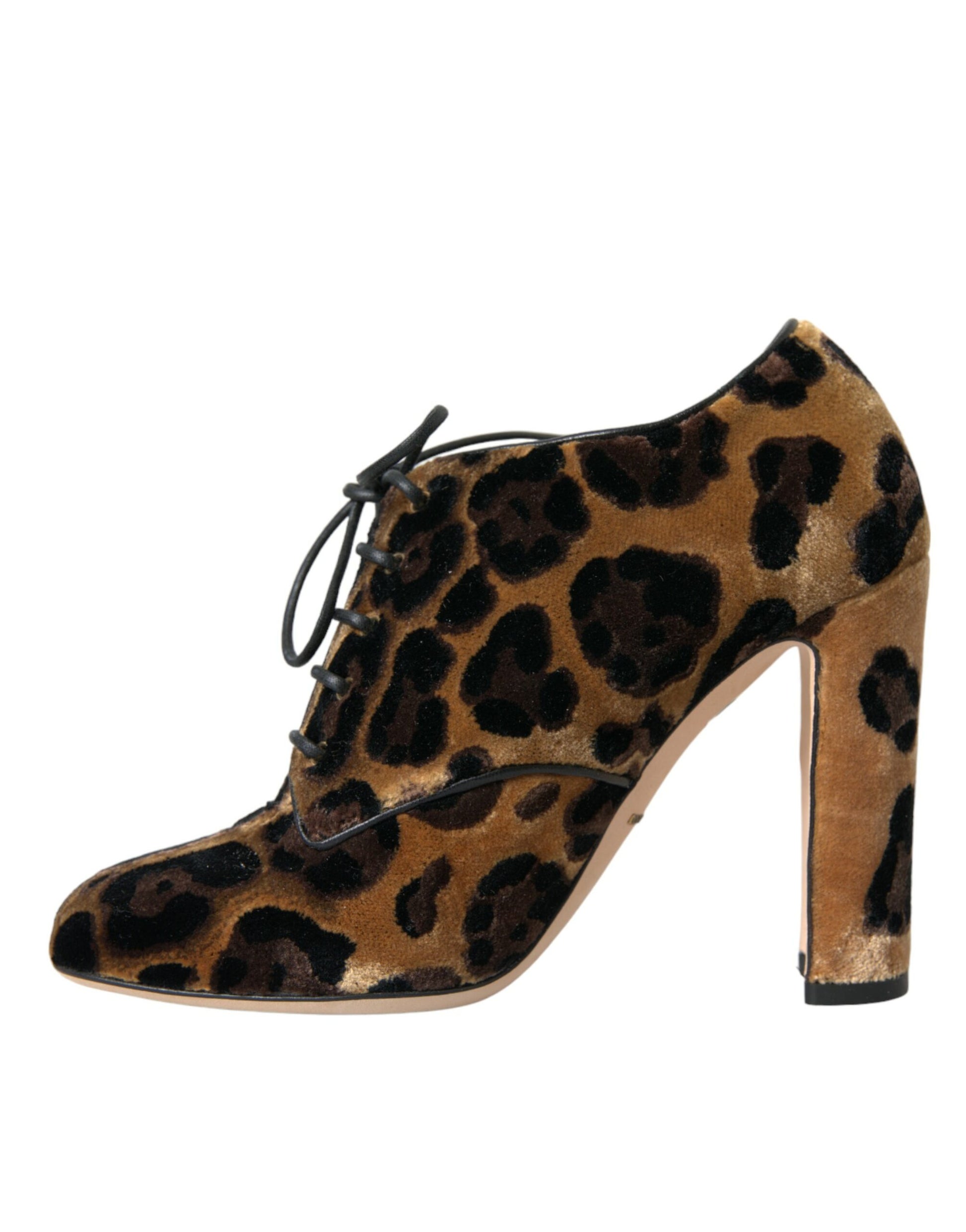 Dolce & Gabbana Brown Leopard Hair Lace Up Booties Shoes - ACCEXO