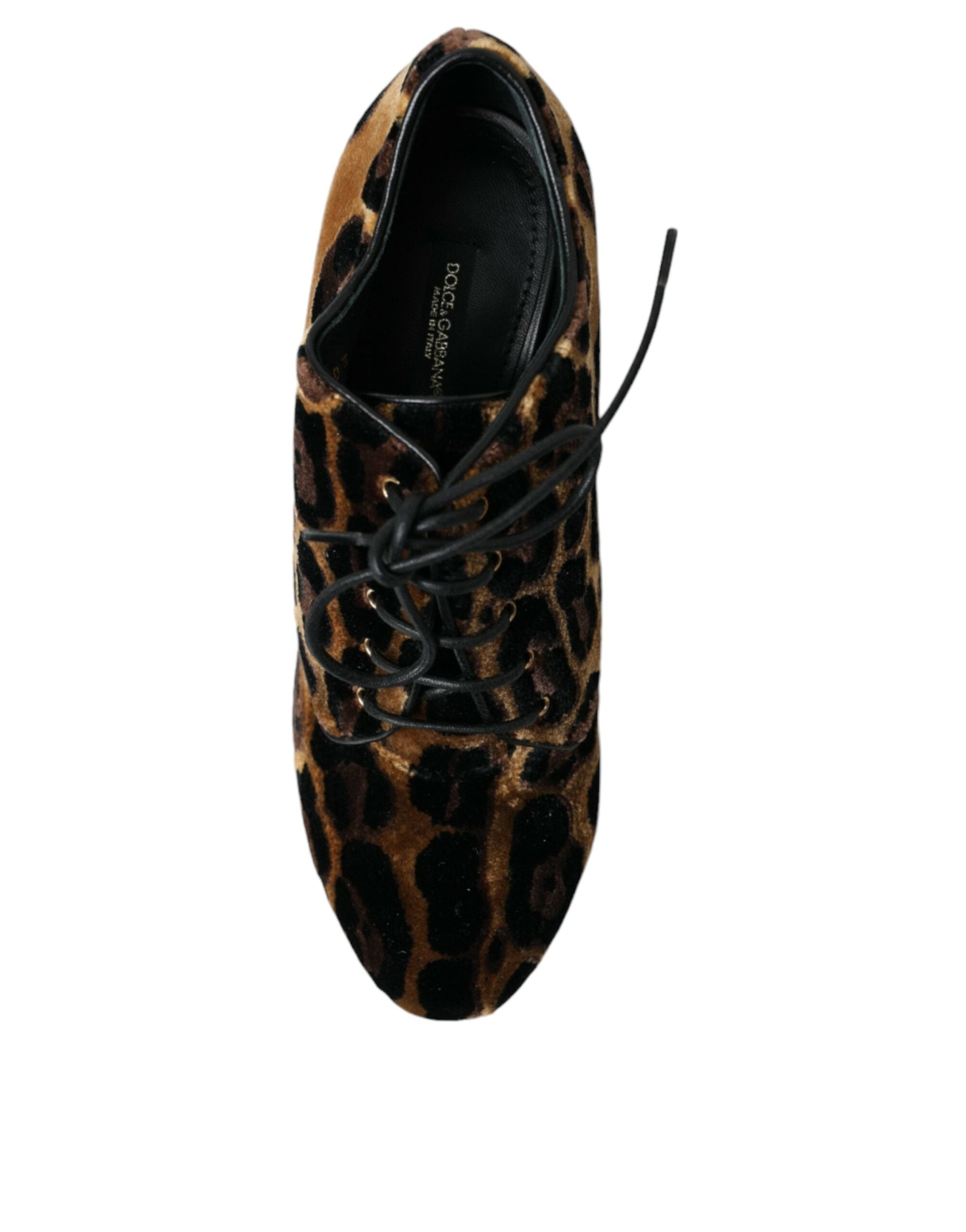 Dolce & Gabbana Brown Leopard Hair Lace Up Booties Shoes - ACCEXO