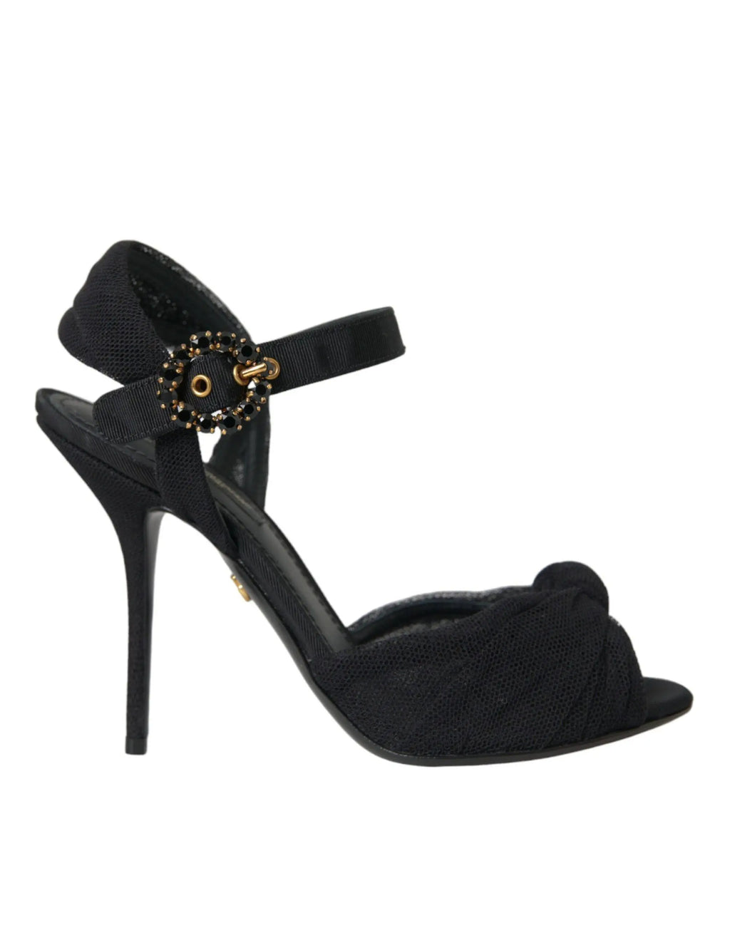 Dolce & Gabbana Black Suede Embellished Heels Sandals Shoes - ACCEXO