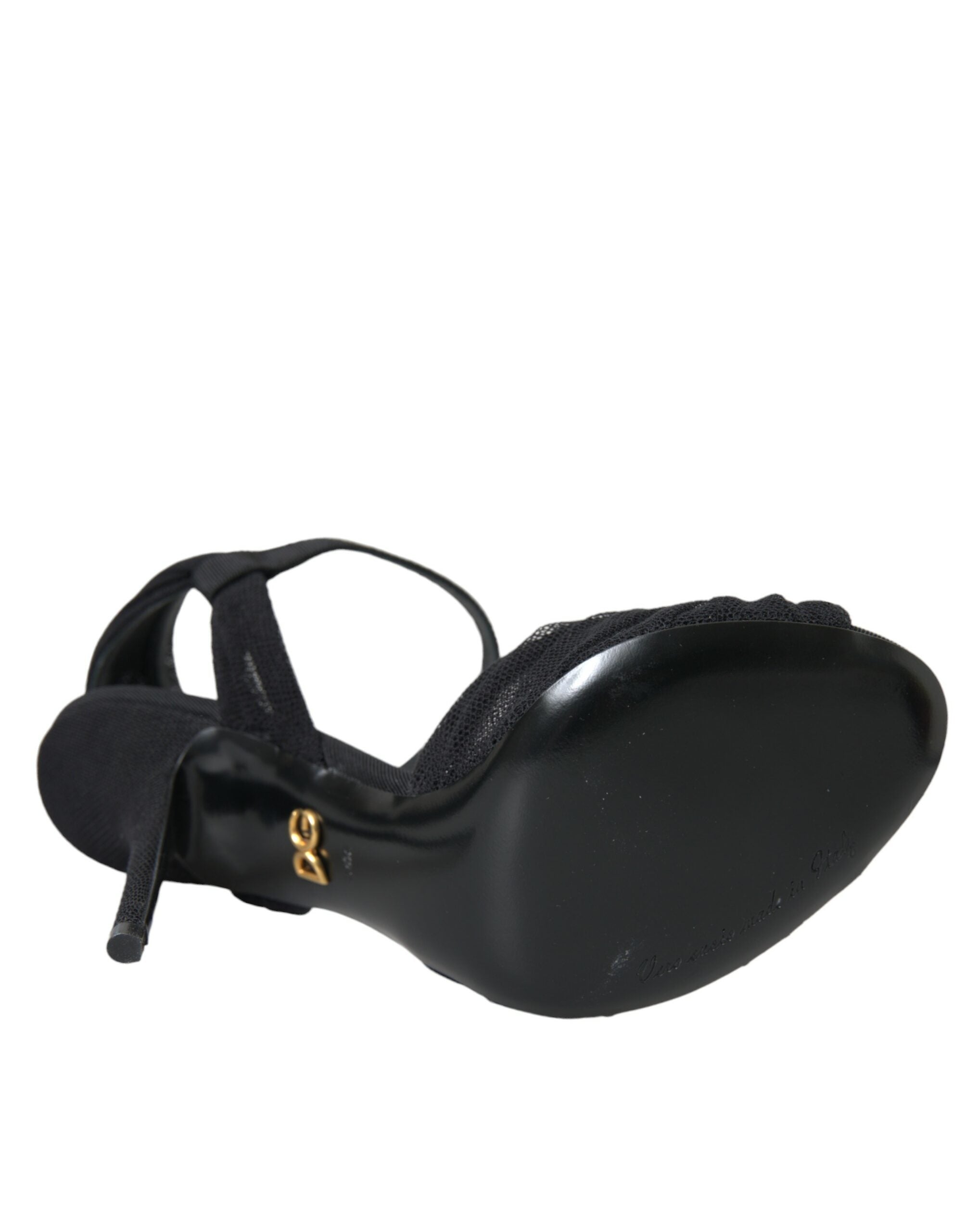 Dolce & Gabbana Black Suede Embellished Heels Sandals Shoes - ACCEXO