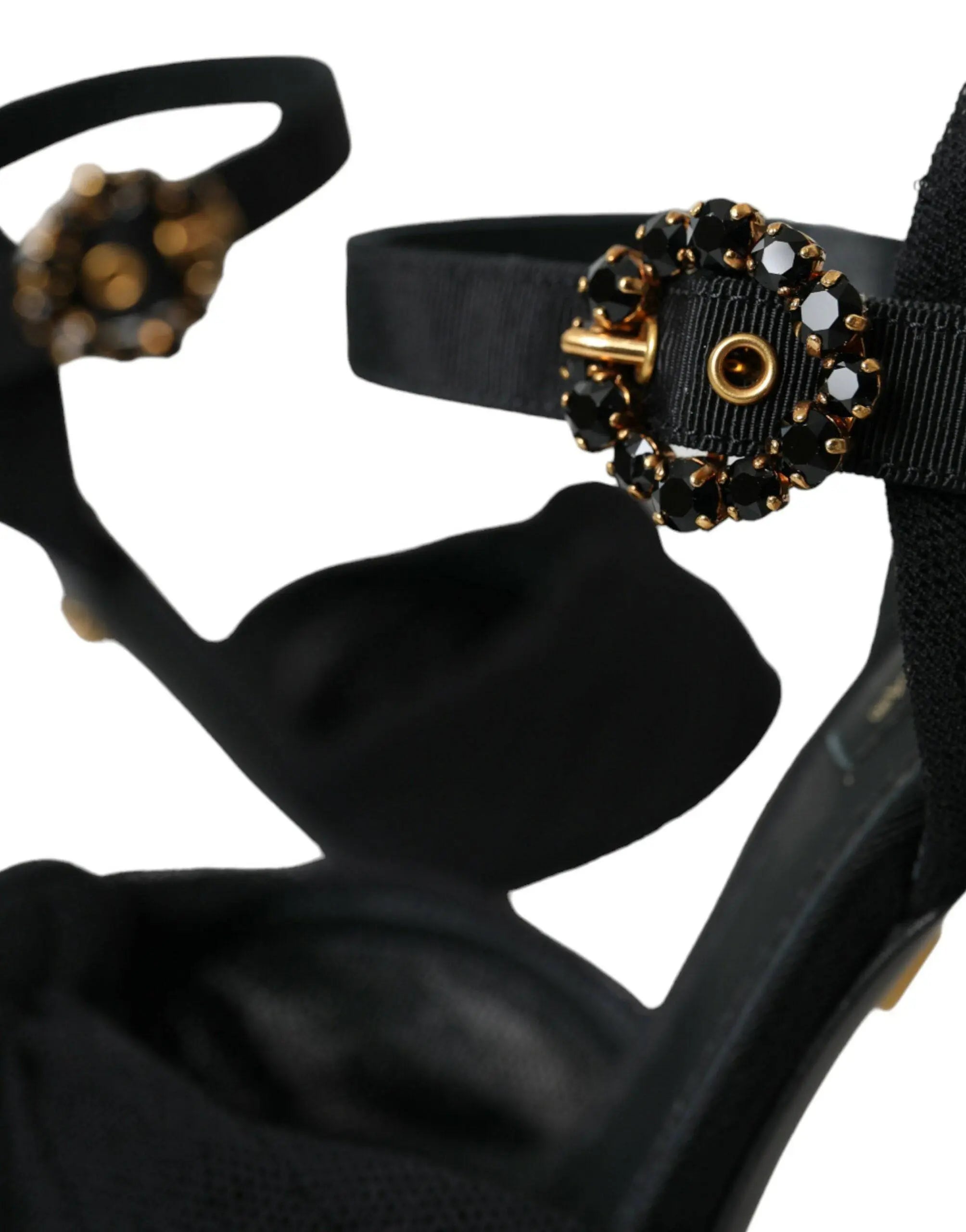 Dolce & Gabbana Black Suede Embellished Heels Sandals Shoes - ACCEXO