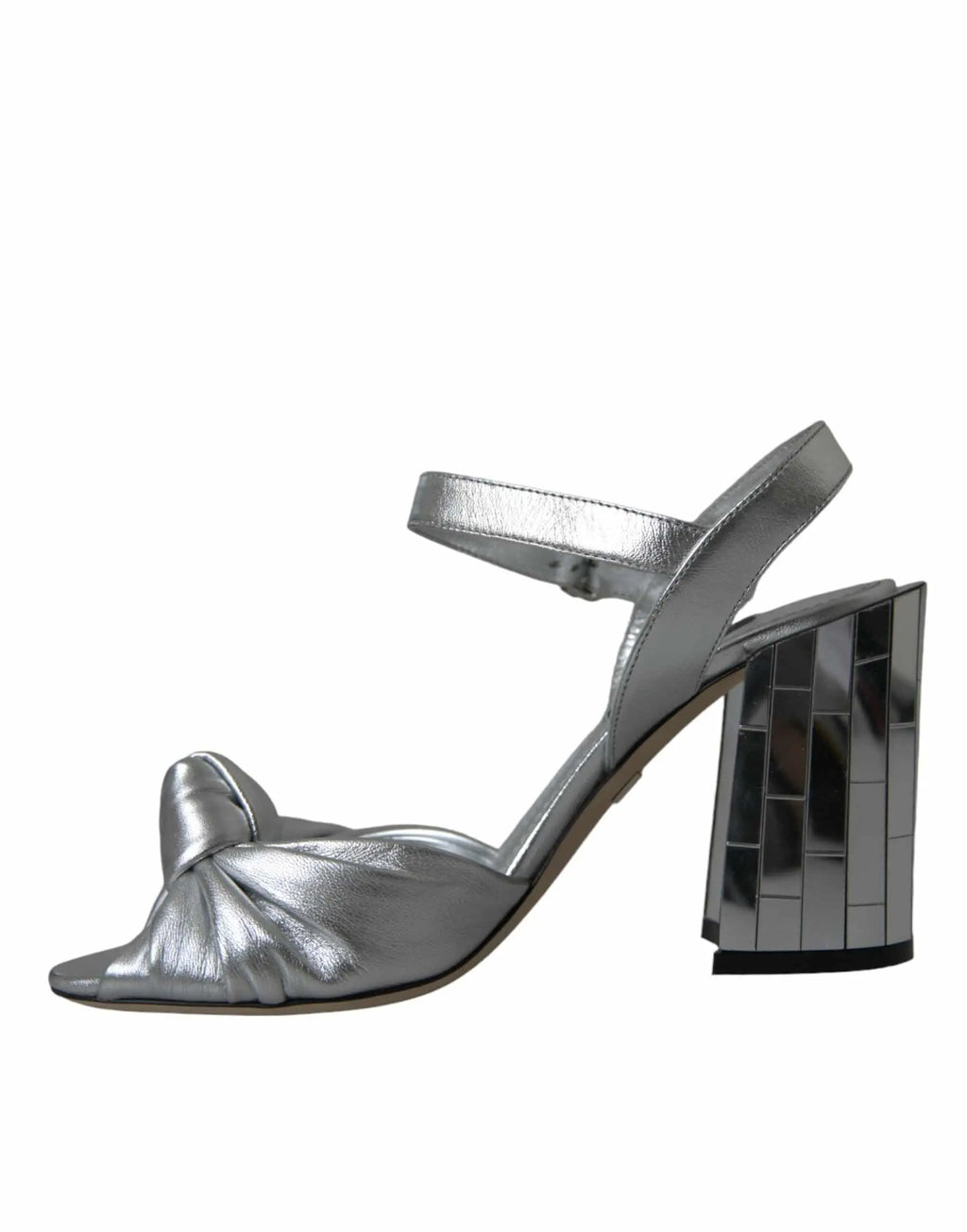 Dolce & Gabbana Silver Lambskin Leather Heels Sandals Shoes - ACCEXO