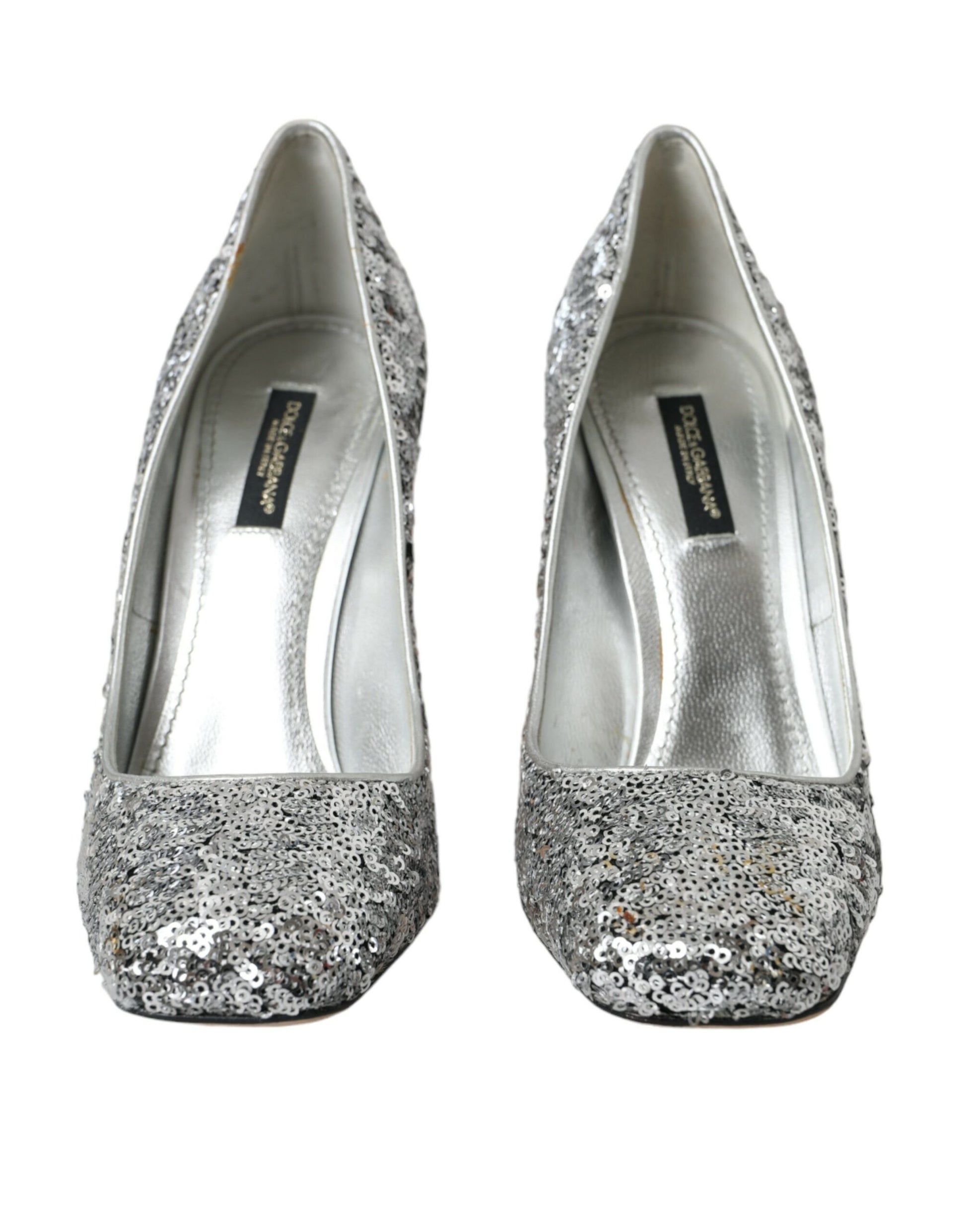 Dolce & Gabbana Silver Sequin Embellished Heels Pumps Shoes - ACCEXO