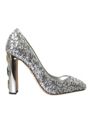 Dolce & Gabbana Silver Sequin Embellished Heels Pumps Shoes - ACCEXO
