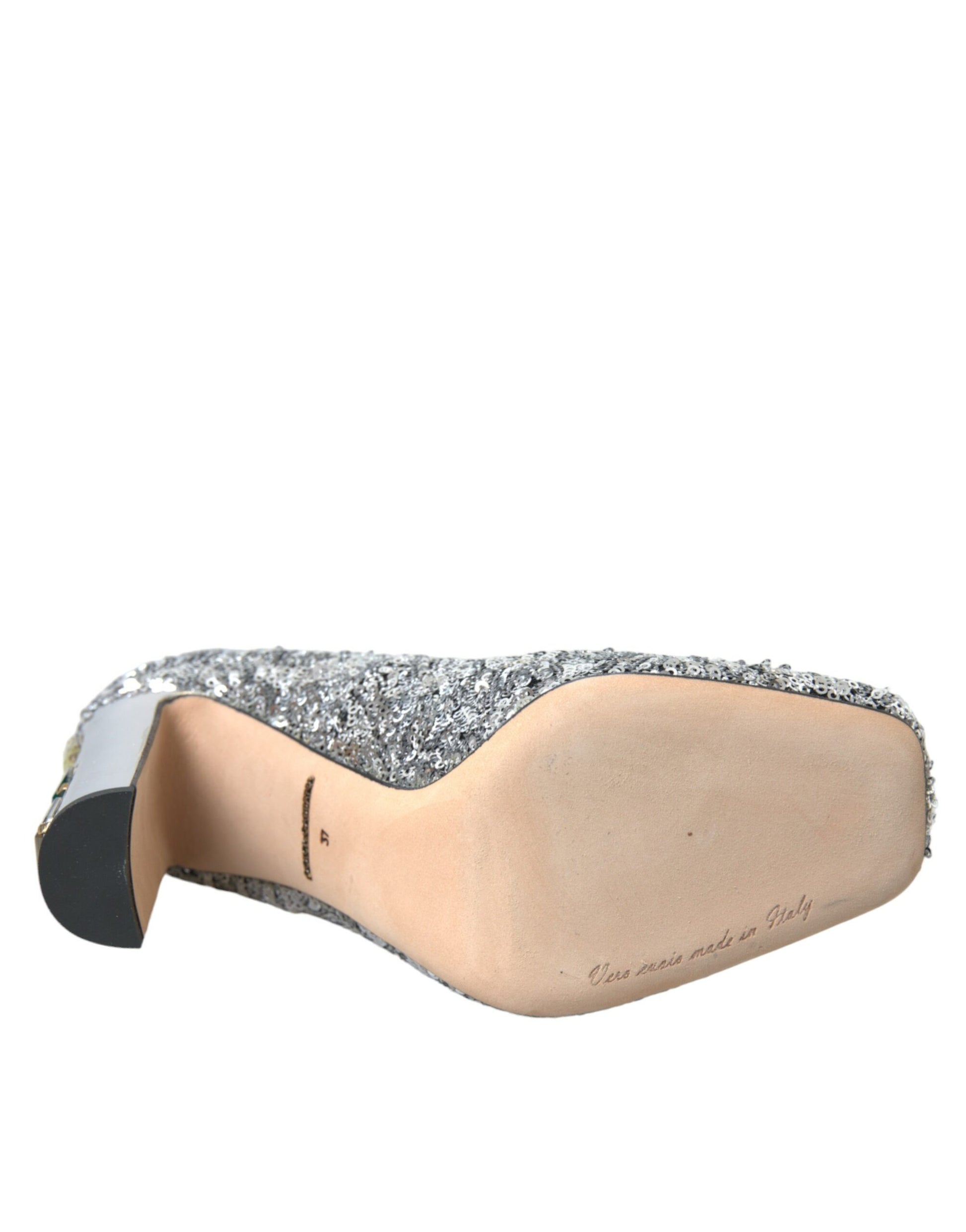 Dolce & Gabbana Silver Sequin Embellished Heels Pumps Shoes - ACCEXO