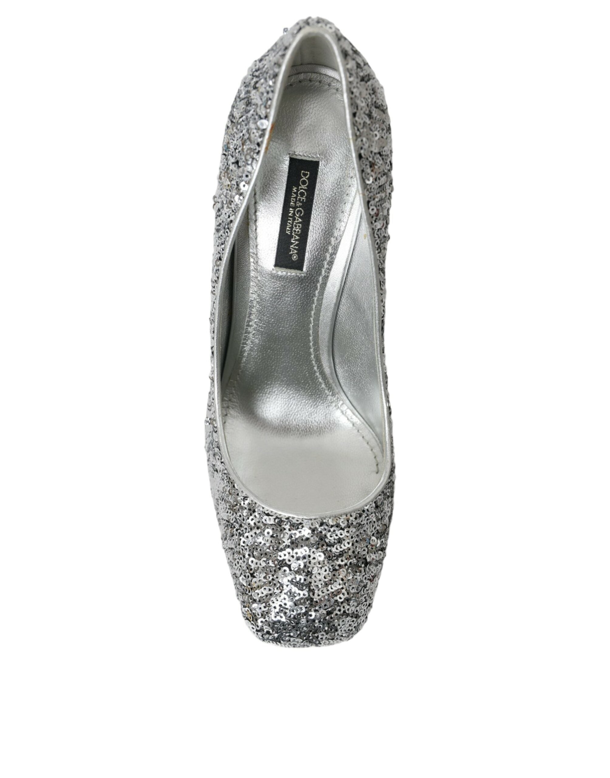 Dolce & Gabbana Silver Sequin Embellished Heels Pumps Shoes - ACCEXO