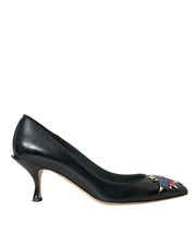 Dolce & Gabbana Black Leather BOOM Patch Heels Pumps Shoes - ACCEXO