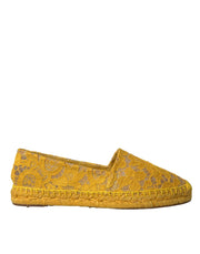Dolce & Gabbana Yellow Taormina Lace Espadrille Loafers Flats Shoes - ACCEXO