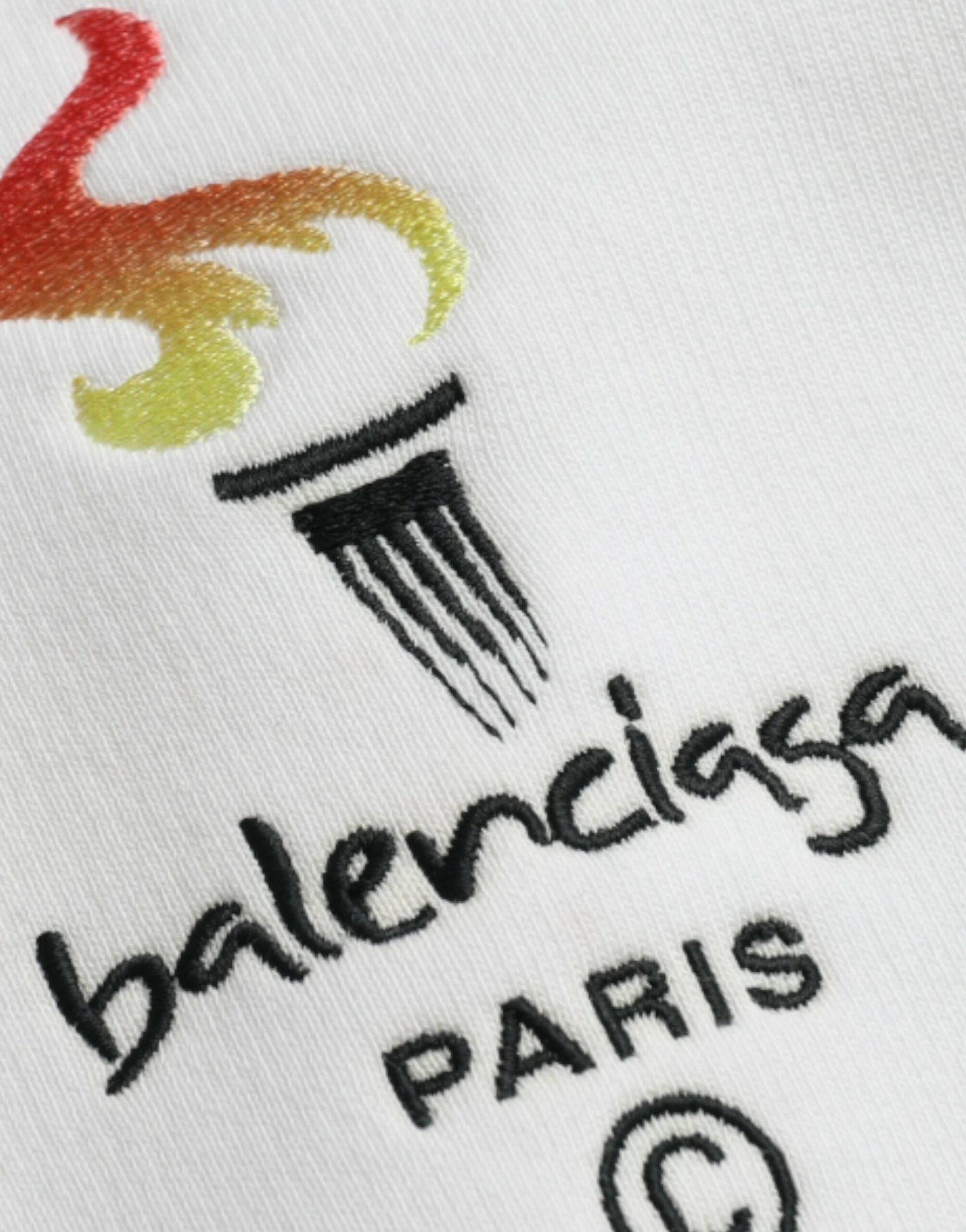 Balenciaga White Cotton Logo Hooded Pullover Sweatshirt Sweater - ACCEXO