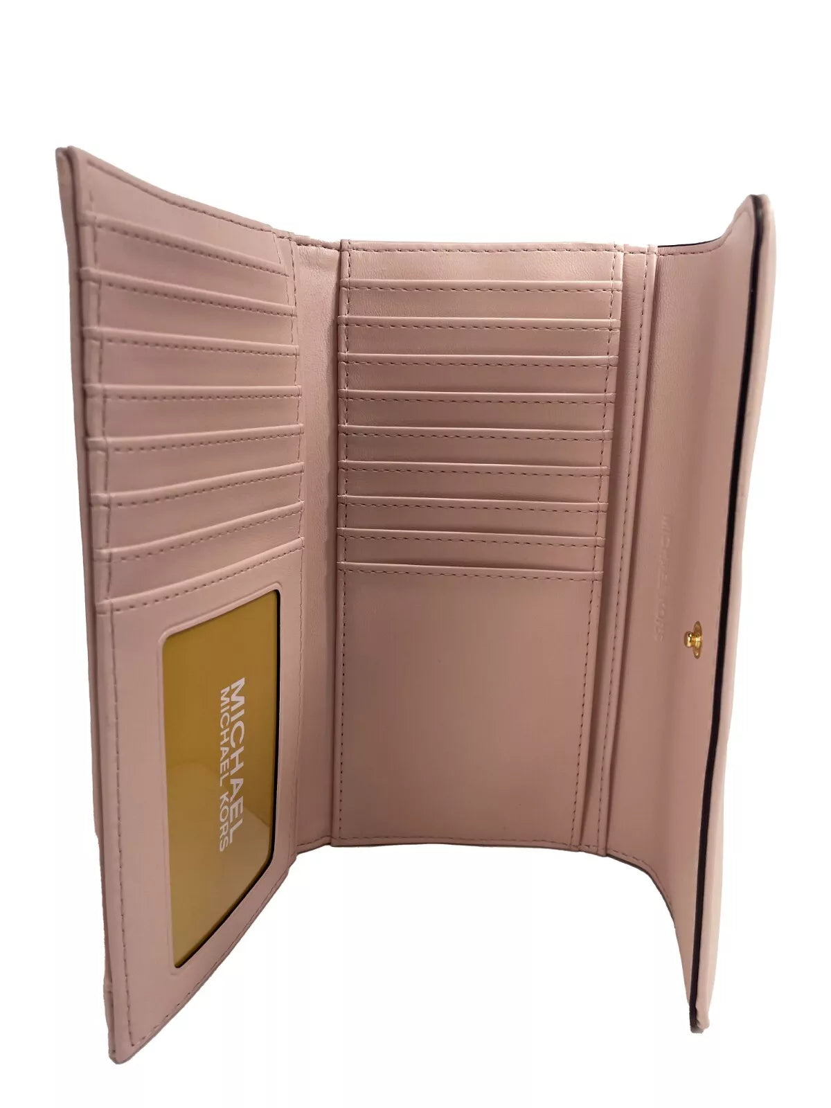 Michael Kors Jet Set Travel Large Quilted Leather Trifold Wallet Powder Blush - ACCEXO