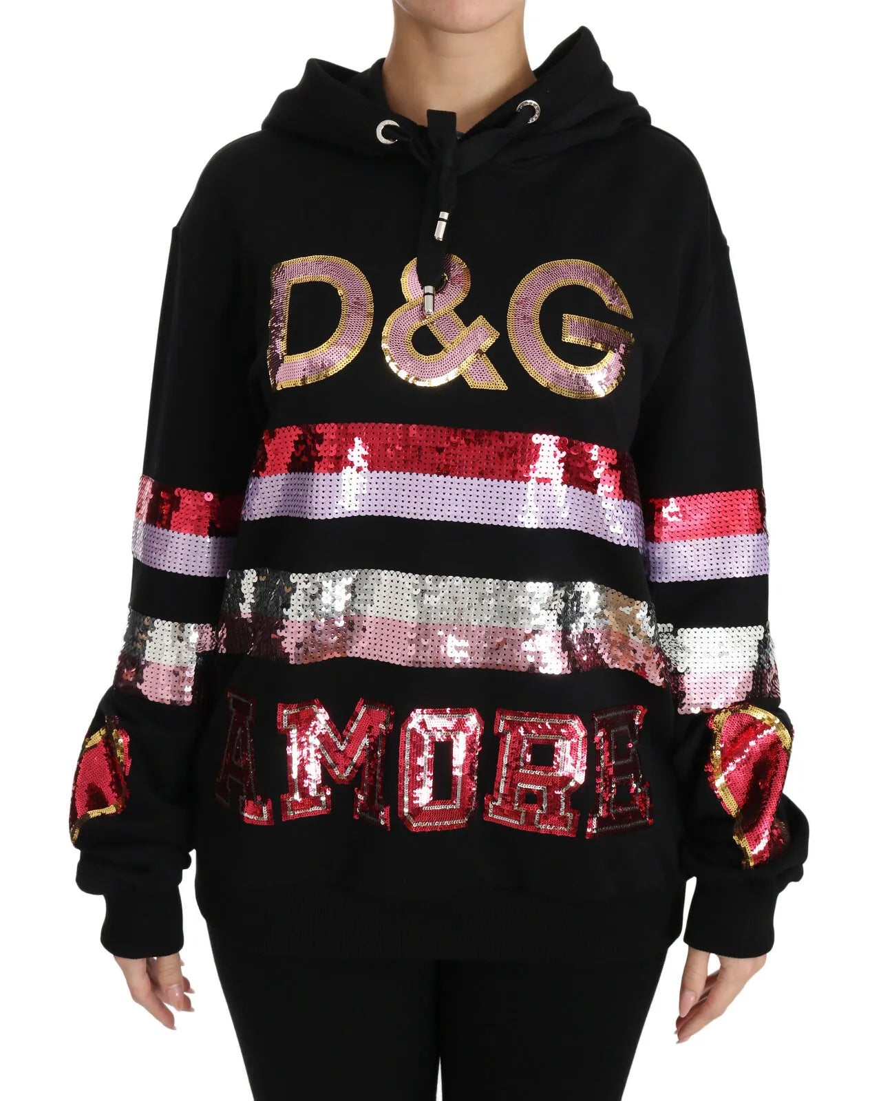 Dolce & Gabbana DG Sequined Hooded Pullover Sweater - ACCEXO